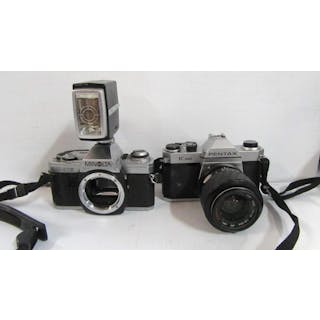 Vintage Pentax K.1000 & Minolta X370 Cameras