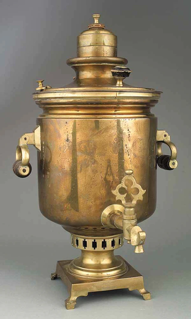0282: Antique Eastern European Polished Brass Samovar