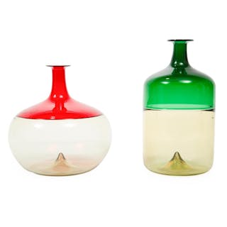 Two Tapio Wirkkala for Venini Glass "Bolle" Vases