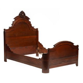 American Victorian Carved Mahogany Bedstead