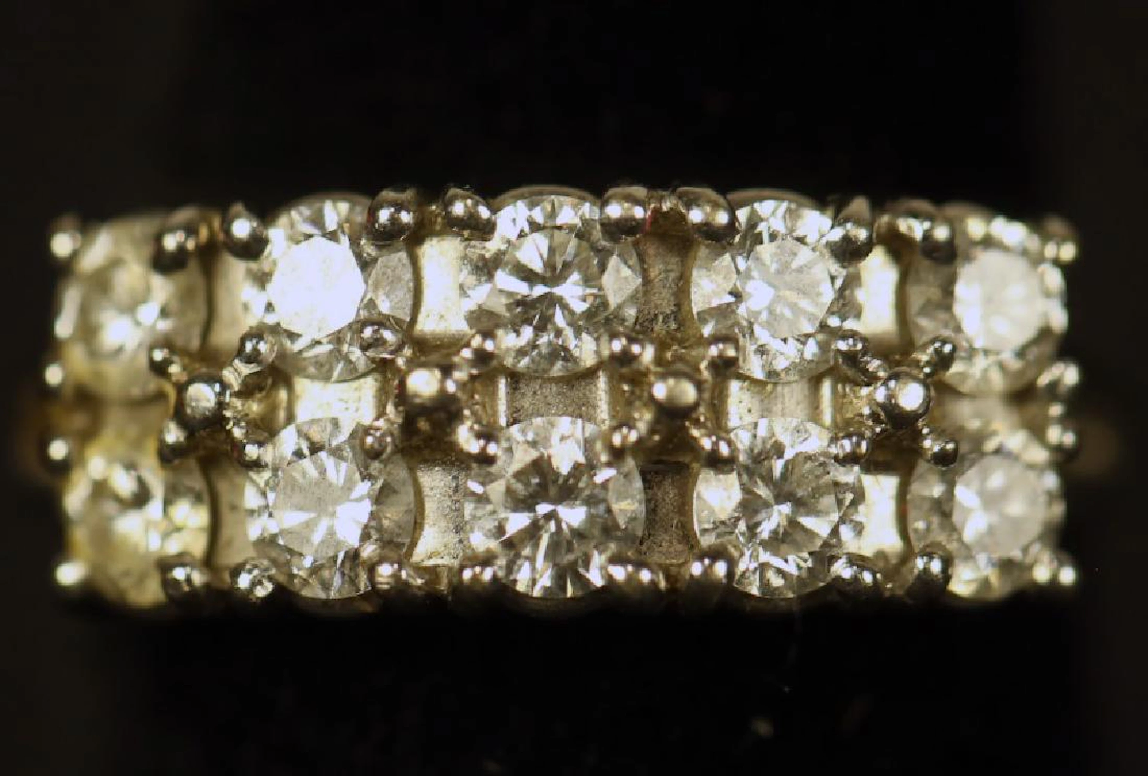 Double row ten 1ct diamond 14kt white gold ring