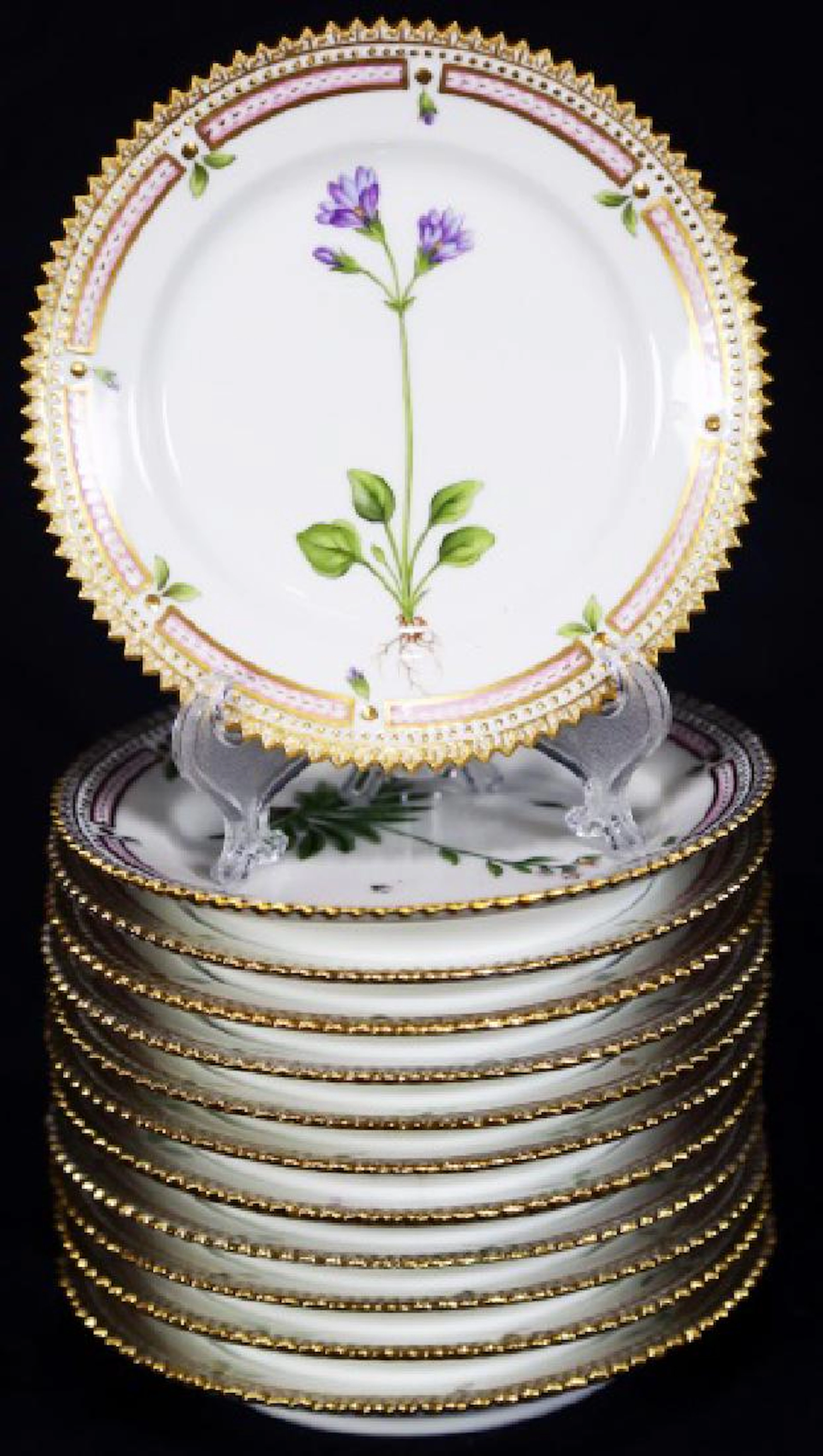 12 "flora danica" by royal copenhagen bread plates