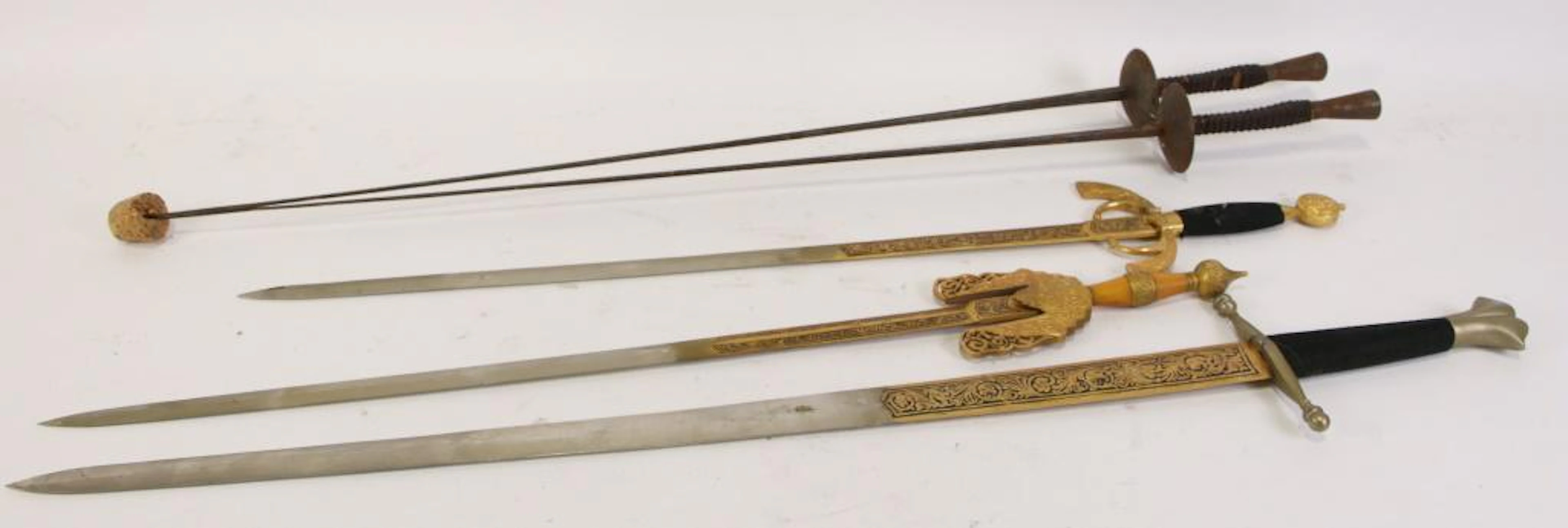 Mixed lot of five replica fencing swords