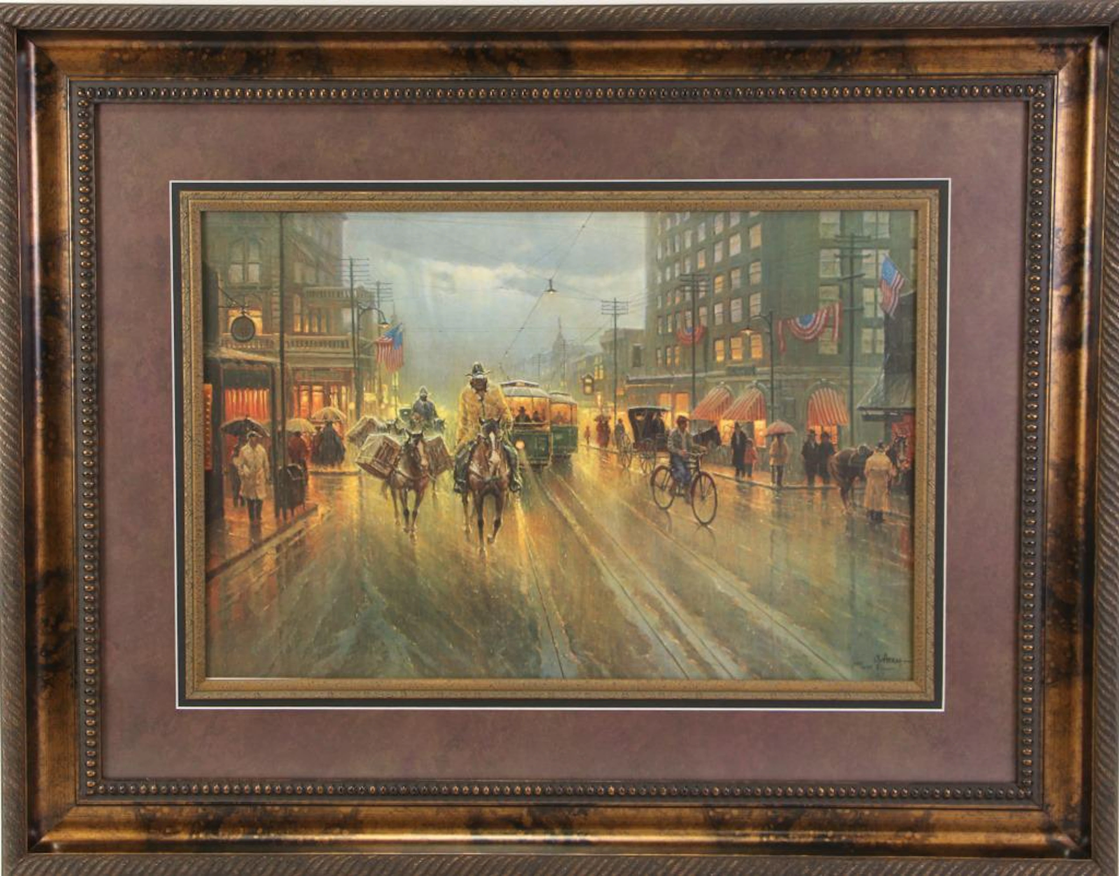 G. harvey "early downtown houston" signed litho