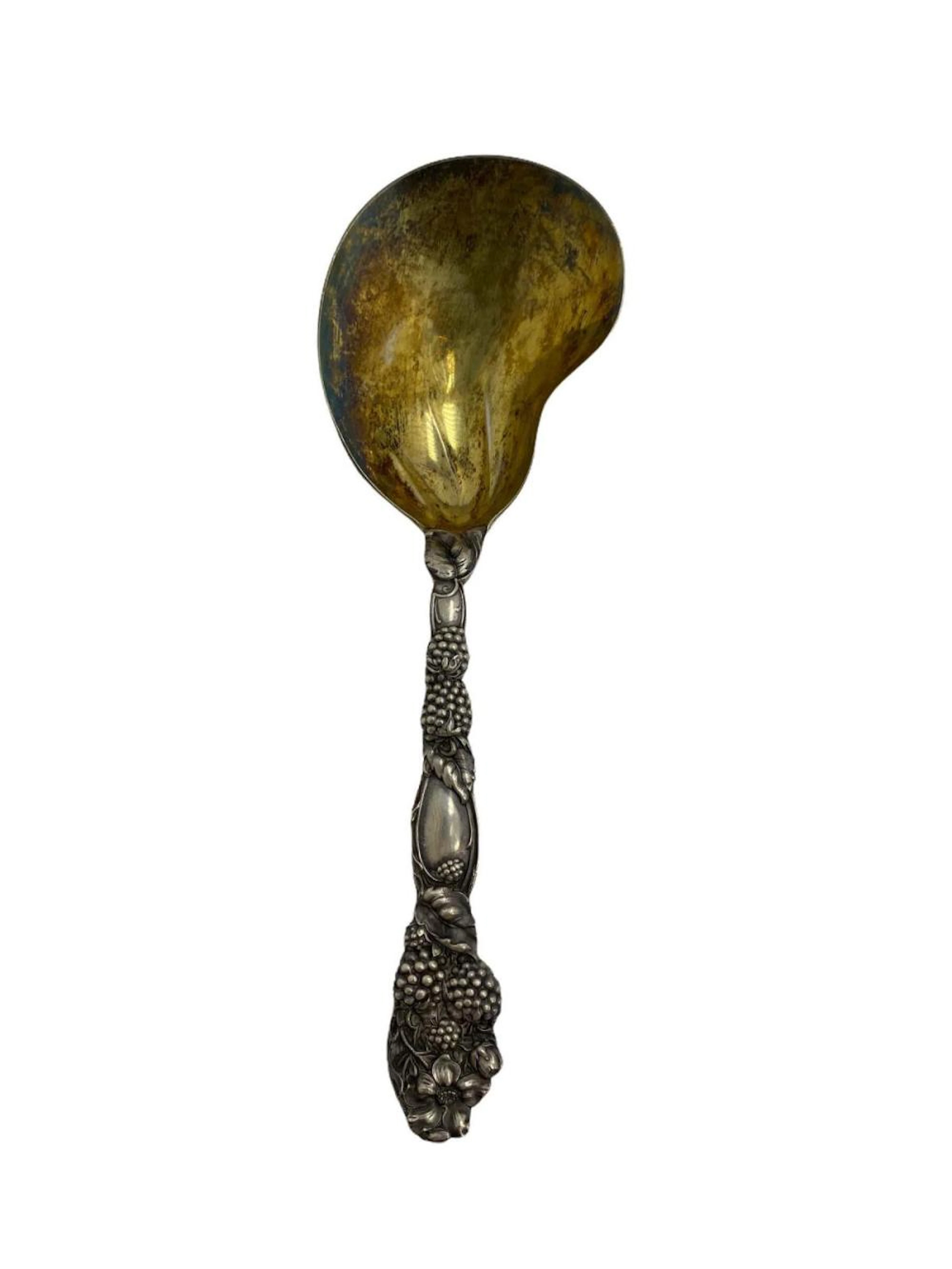 Tiffany and Co Blackberry Pattern Sterling Silver Conch Shape Berry Spoon
