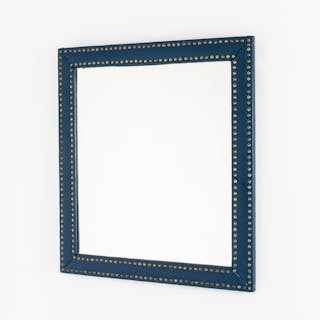 Faux leather and brass wall mirror by Otto Schulz