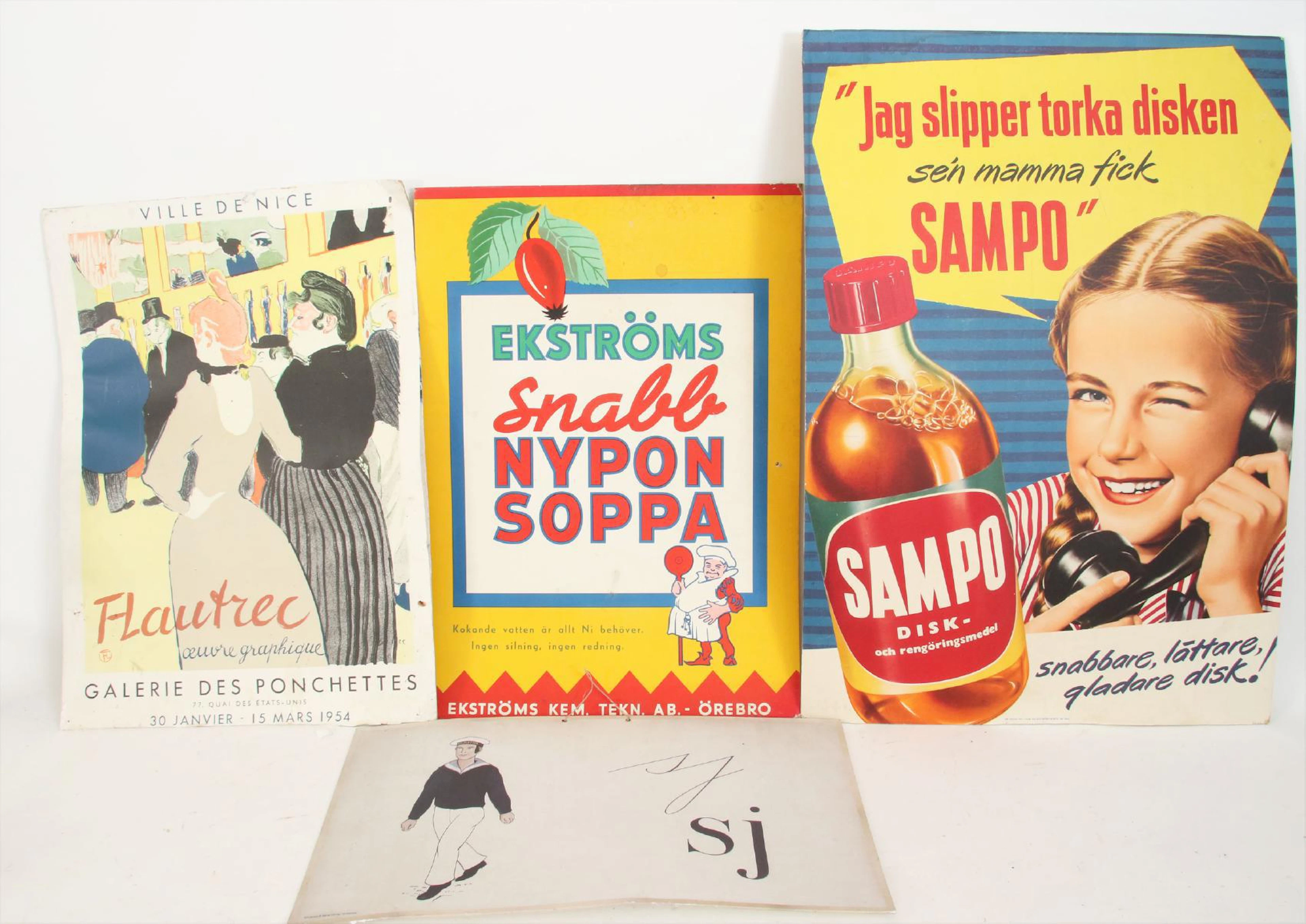 Planscher 4st, bl.a. Ekströms & Sampo