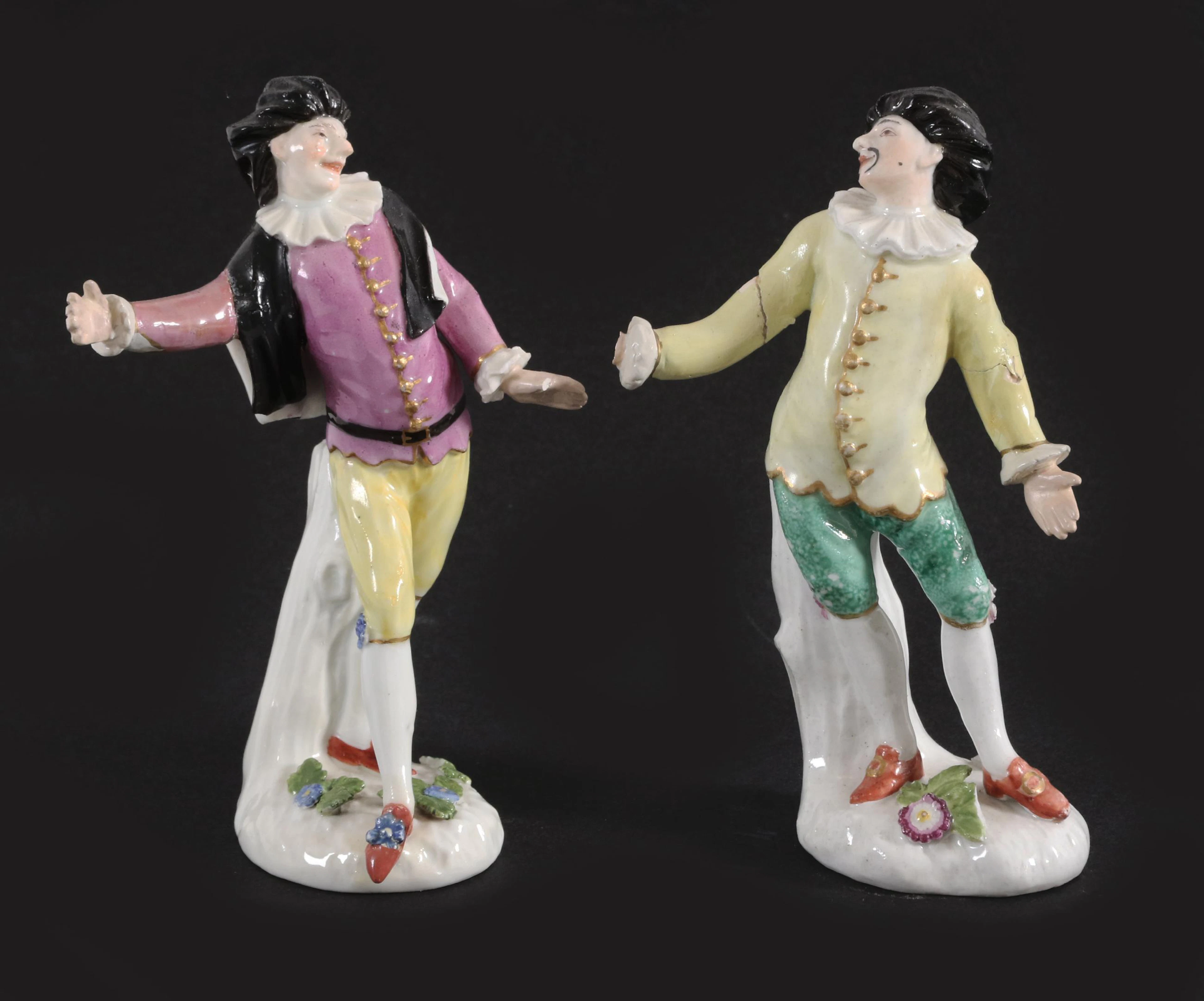 Figuriner 2st, "Commedia dell'arte", Meissen, 1700-tal