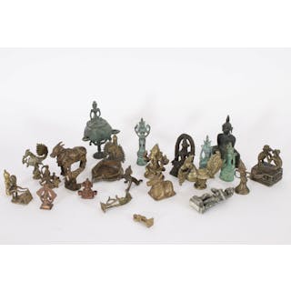 Parti skulpturer, flertalet indiska av brons