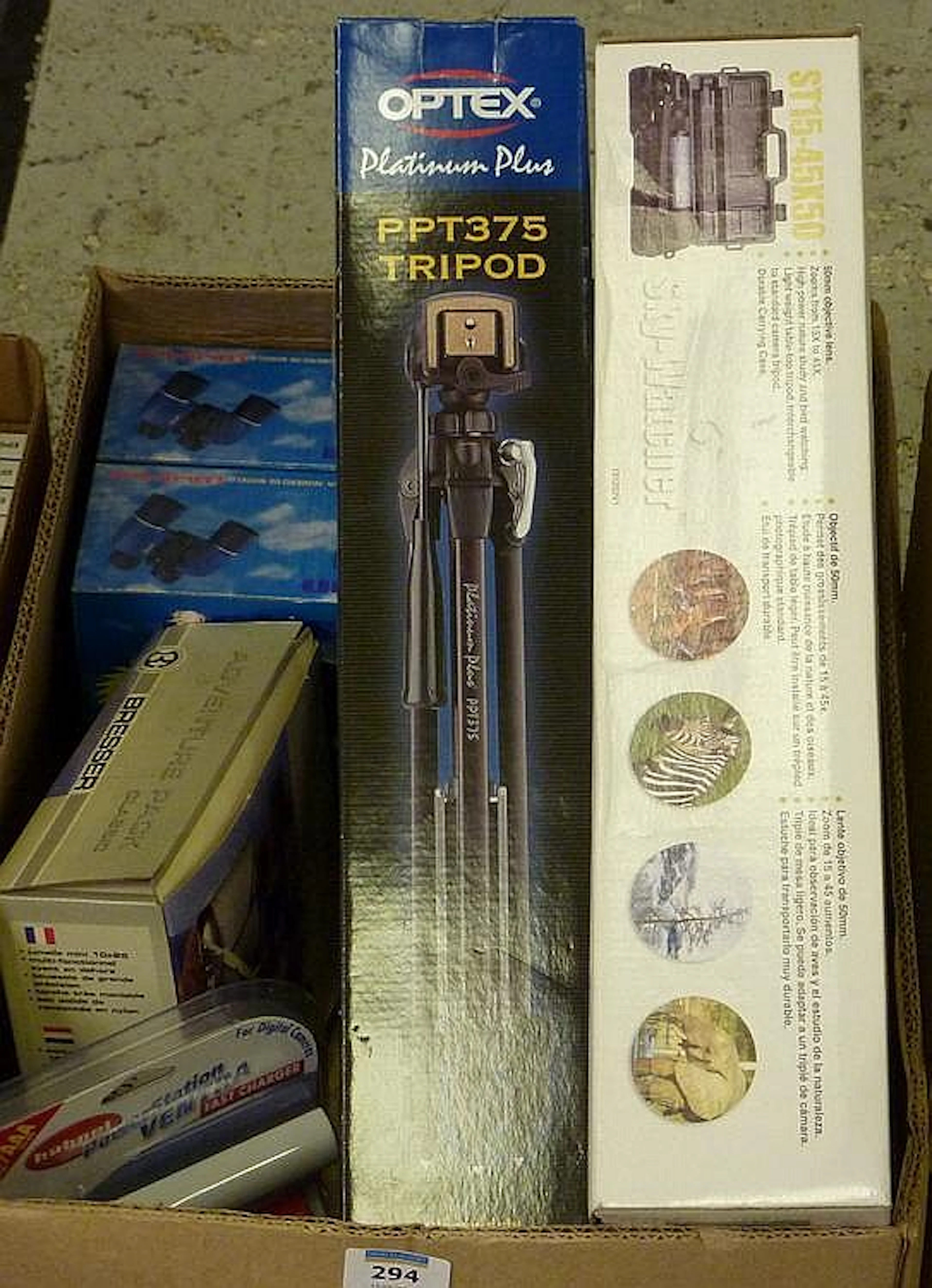 Skywatcher spotting scope, tripod, binoculars etc
