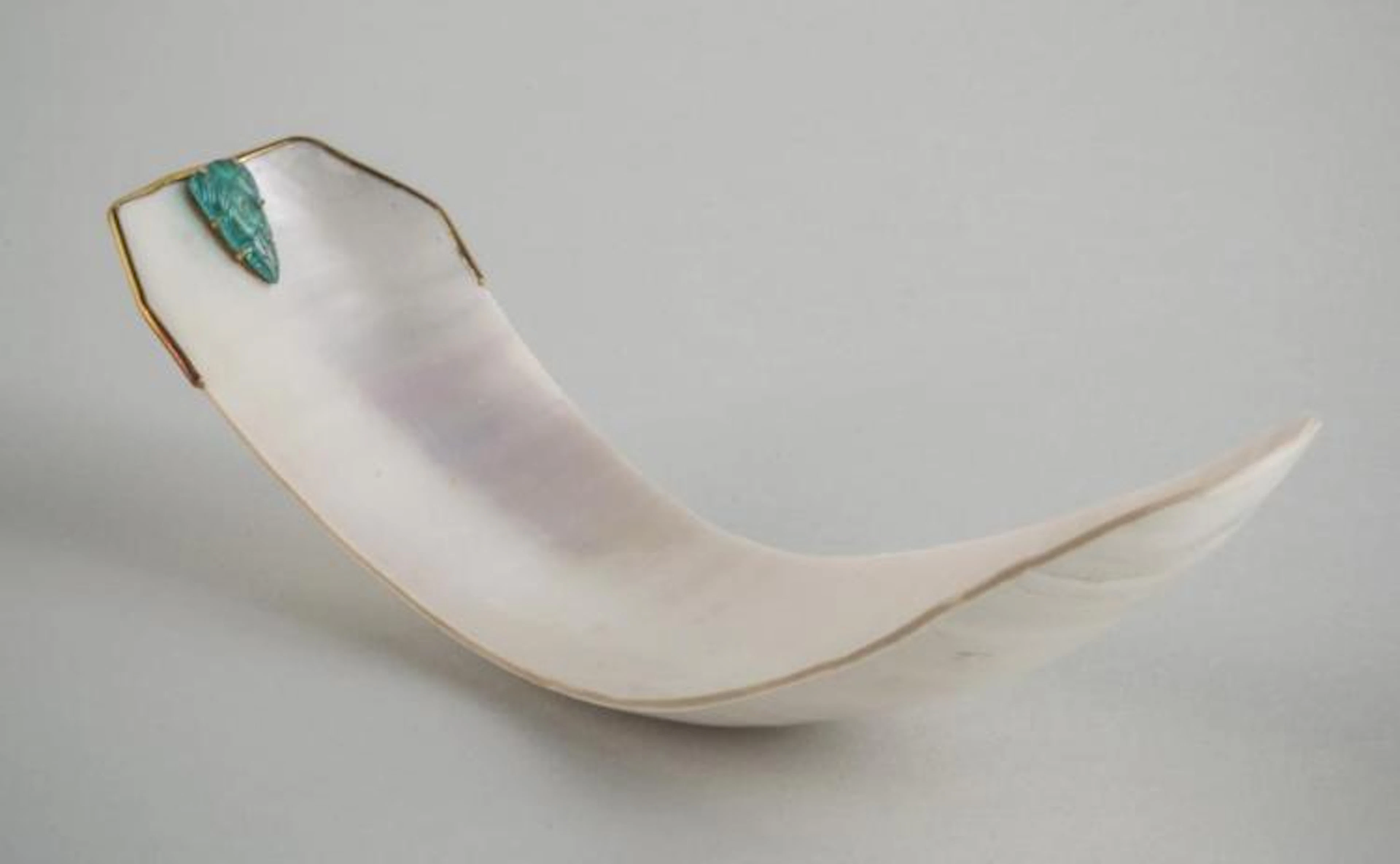 Gold and Gem Set Nautilus Shell Caviar Spoon