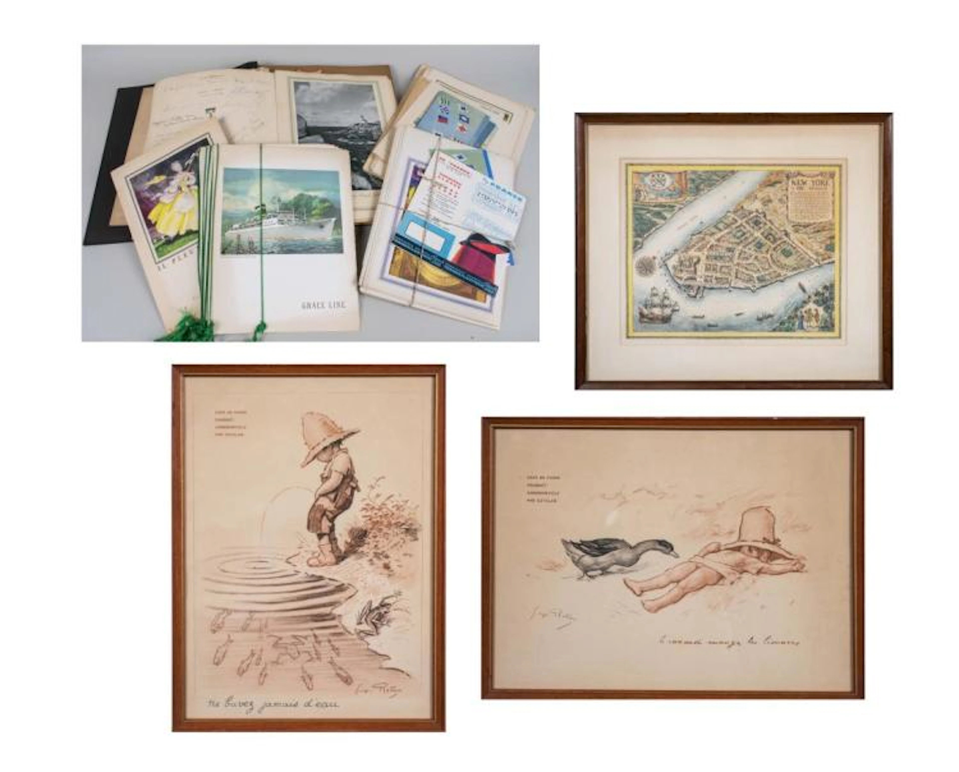 Historic French & English Menus & Map of New York