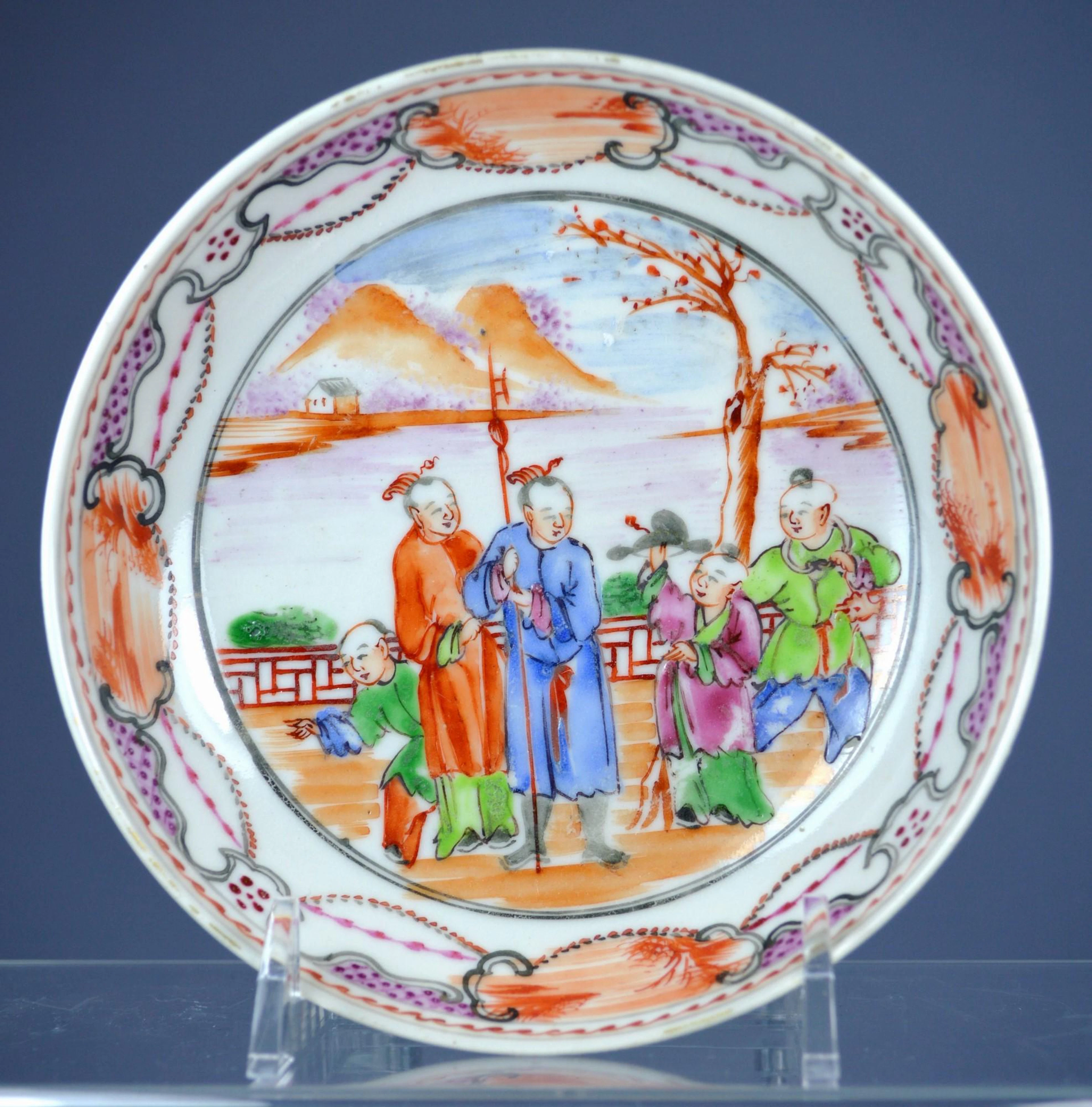 Chinese mandarin figural porcelain plate ca 18th c