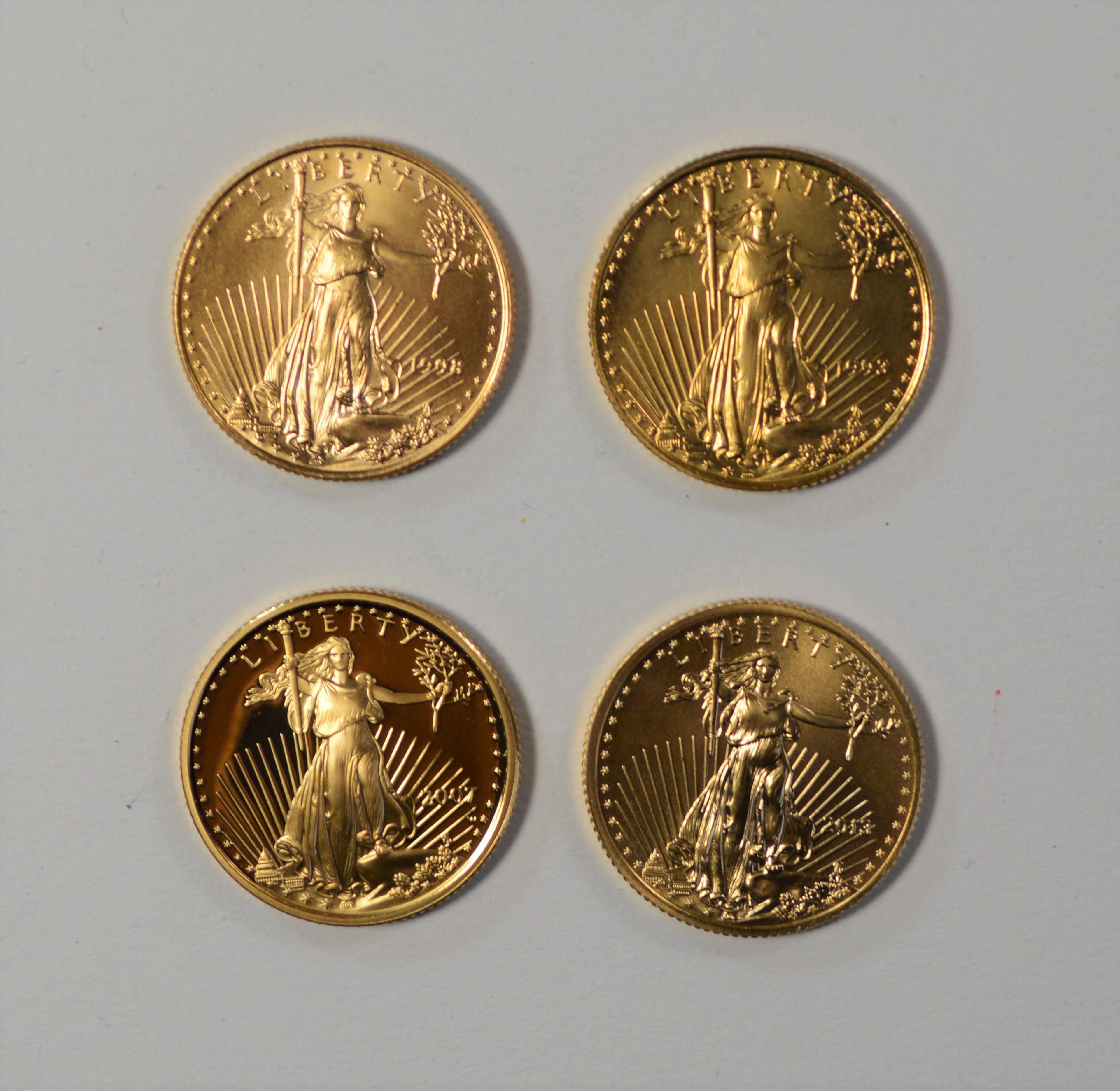 American eagle 1/4 oz gold coin lot of 4
