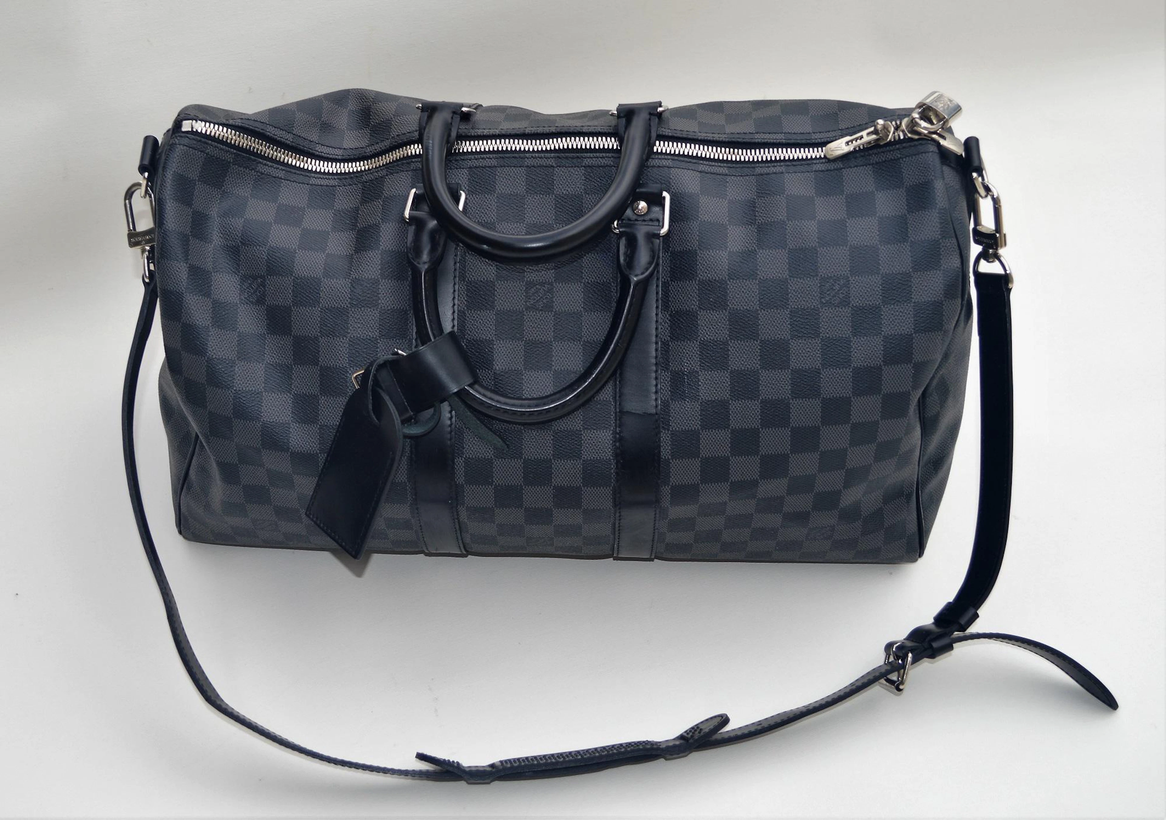 Louis vuitton black daumier bandouliere duffel bag