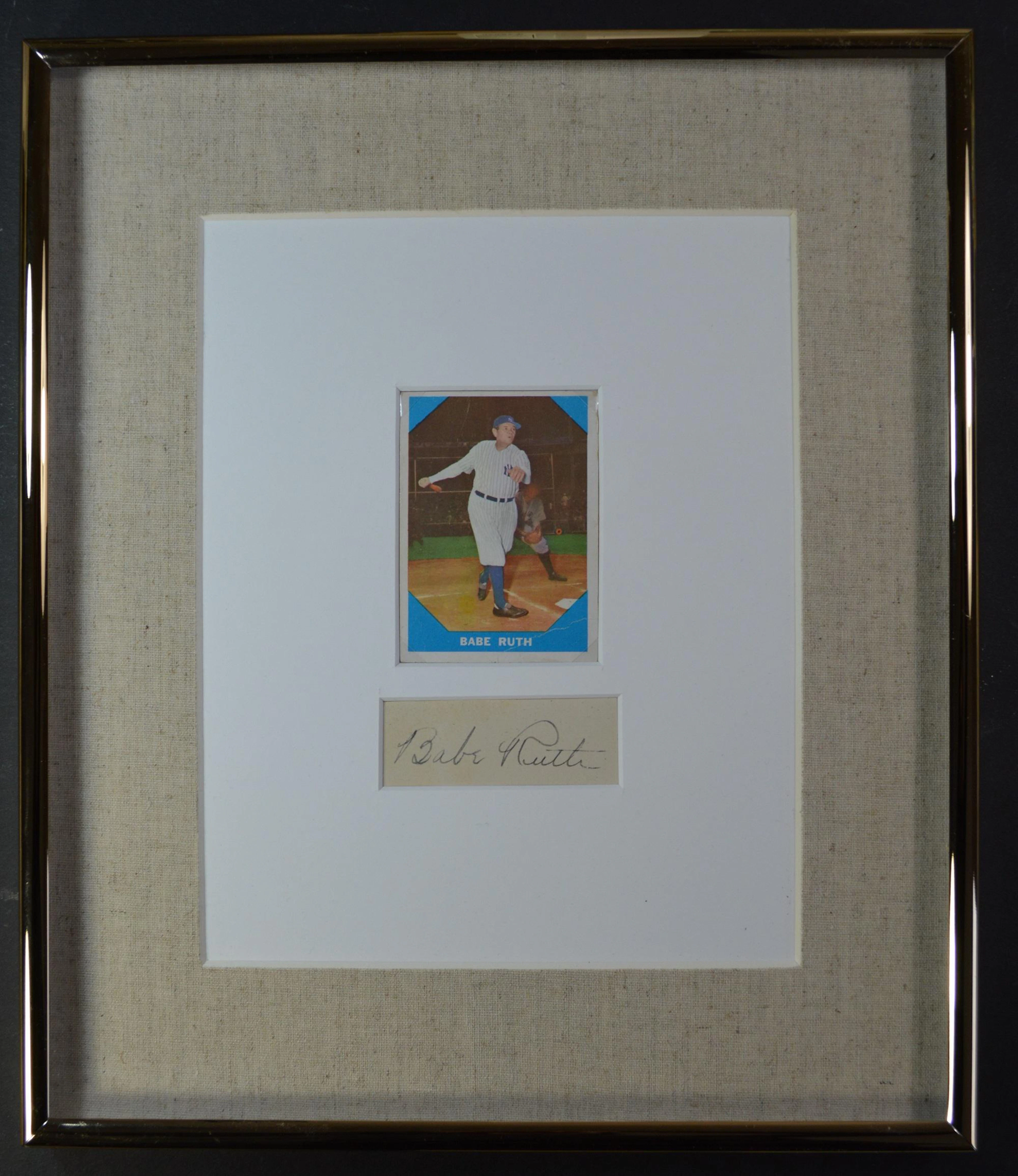 Vintage babe ruth card and cutout ink signature