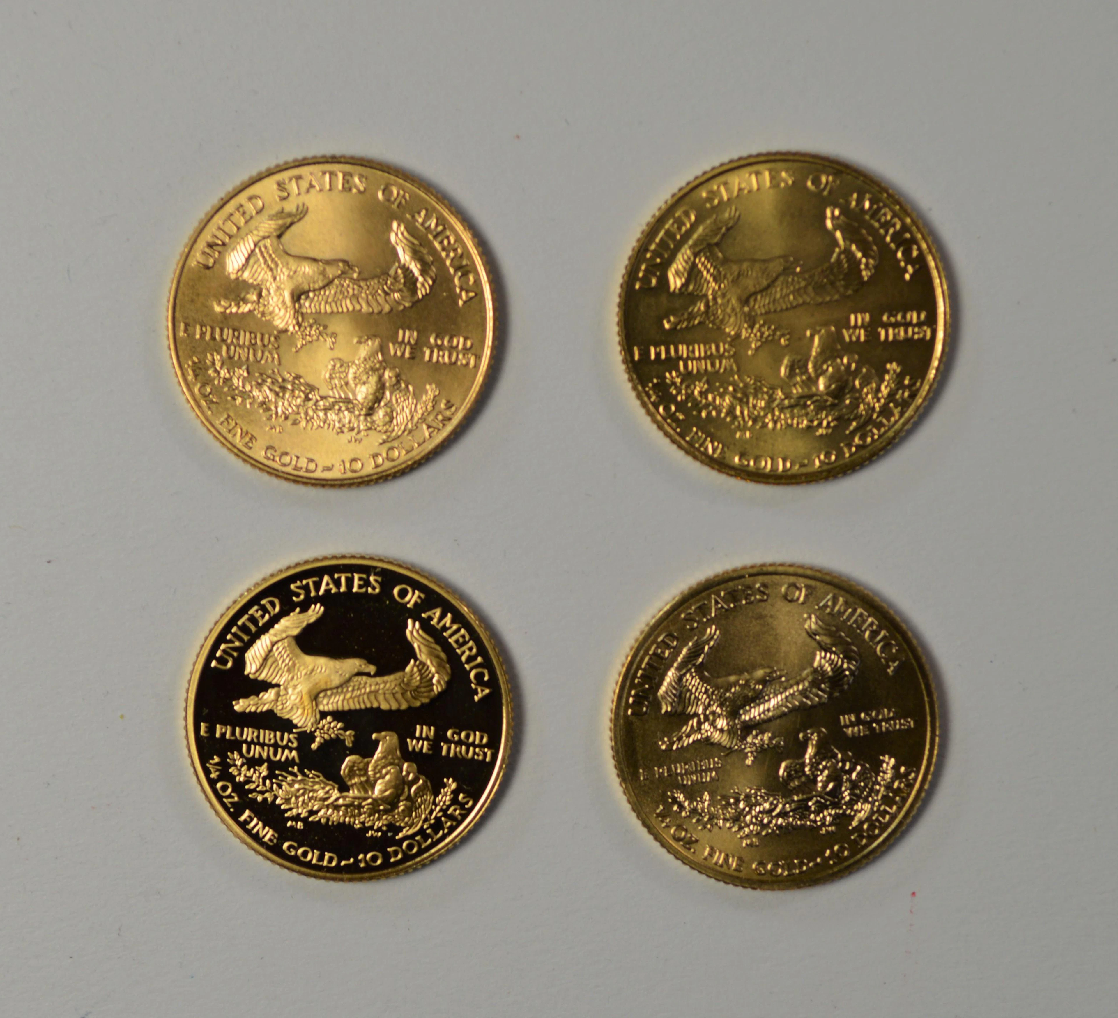 American eagle 1/4 oz gold coin lot of 4