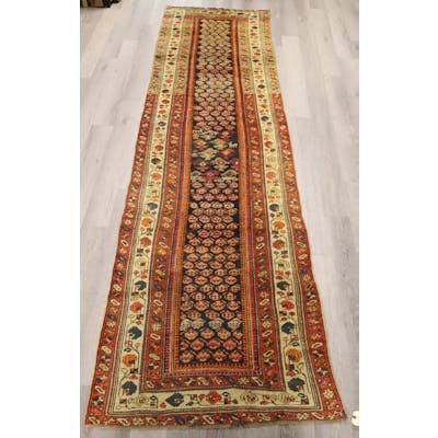 Antique And Finely Hand Knotted Runner.