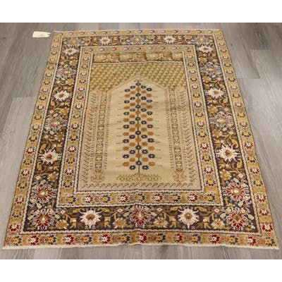 Vintage And Finely Hand Knotted Turkish Prayer Rug