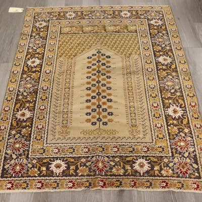 Vintage And Finely Hand Knotted Turkish Prayer Rug