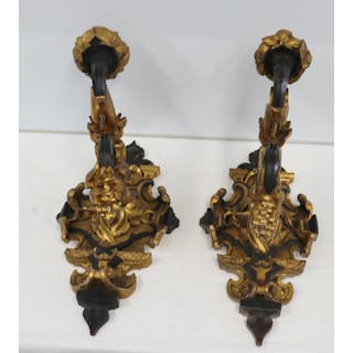 An Antique Pair Of Italian Carved Wood Gilt and