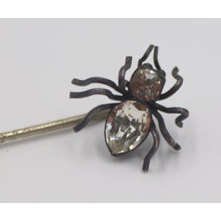 JEWELRY. Antique French Silver and Paste Spider