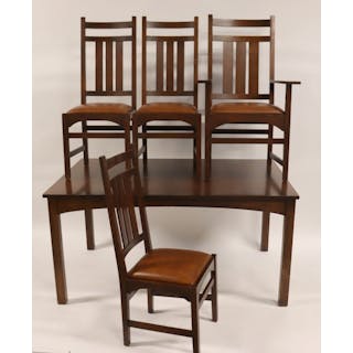 Stickley Audi Oak Table & 4 Chairs