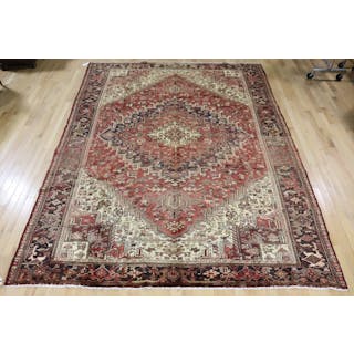 Vintage And Finely Hand Knotted Heriz Style Carpet