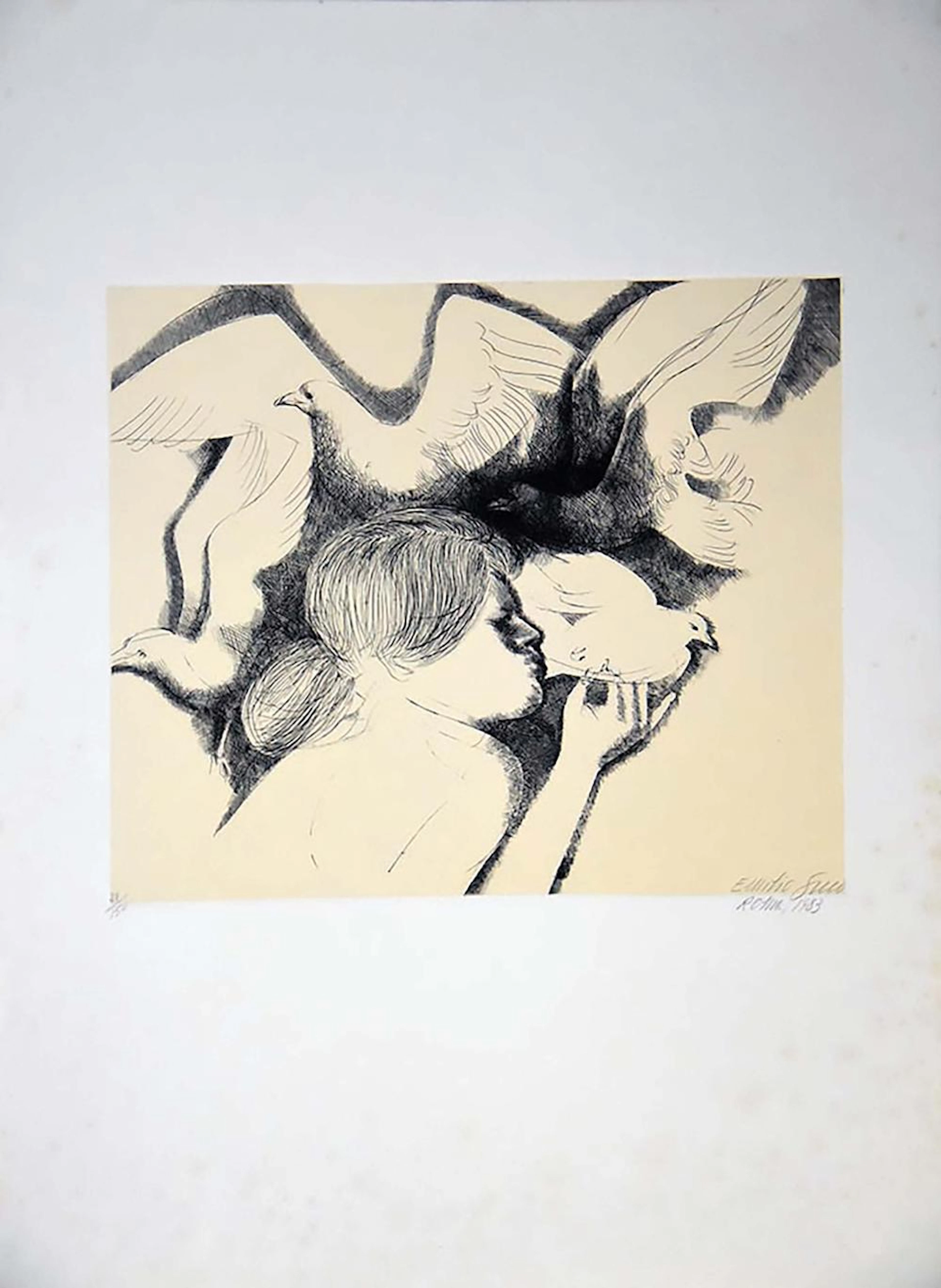 Jeux Olympiques de Sarajevo Peace Gravure signée de...