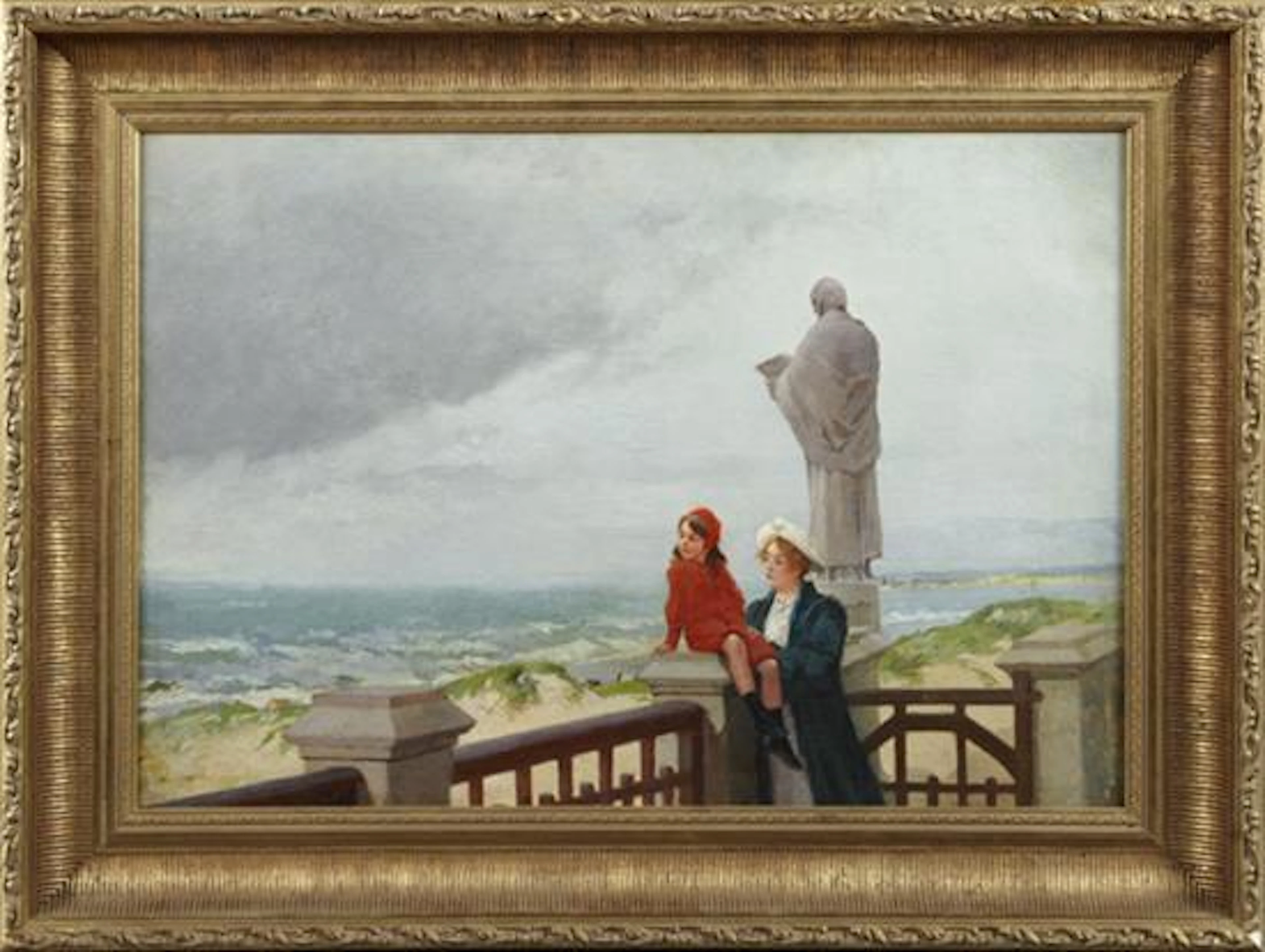 †Louis Robert Carrier-Belleuse (1848-1913, French), "Looking Out to Sea," early 20th c., oil on canvas, signed lower right center, pr..