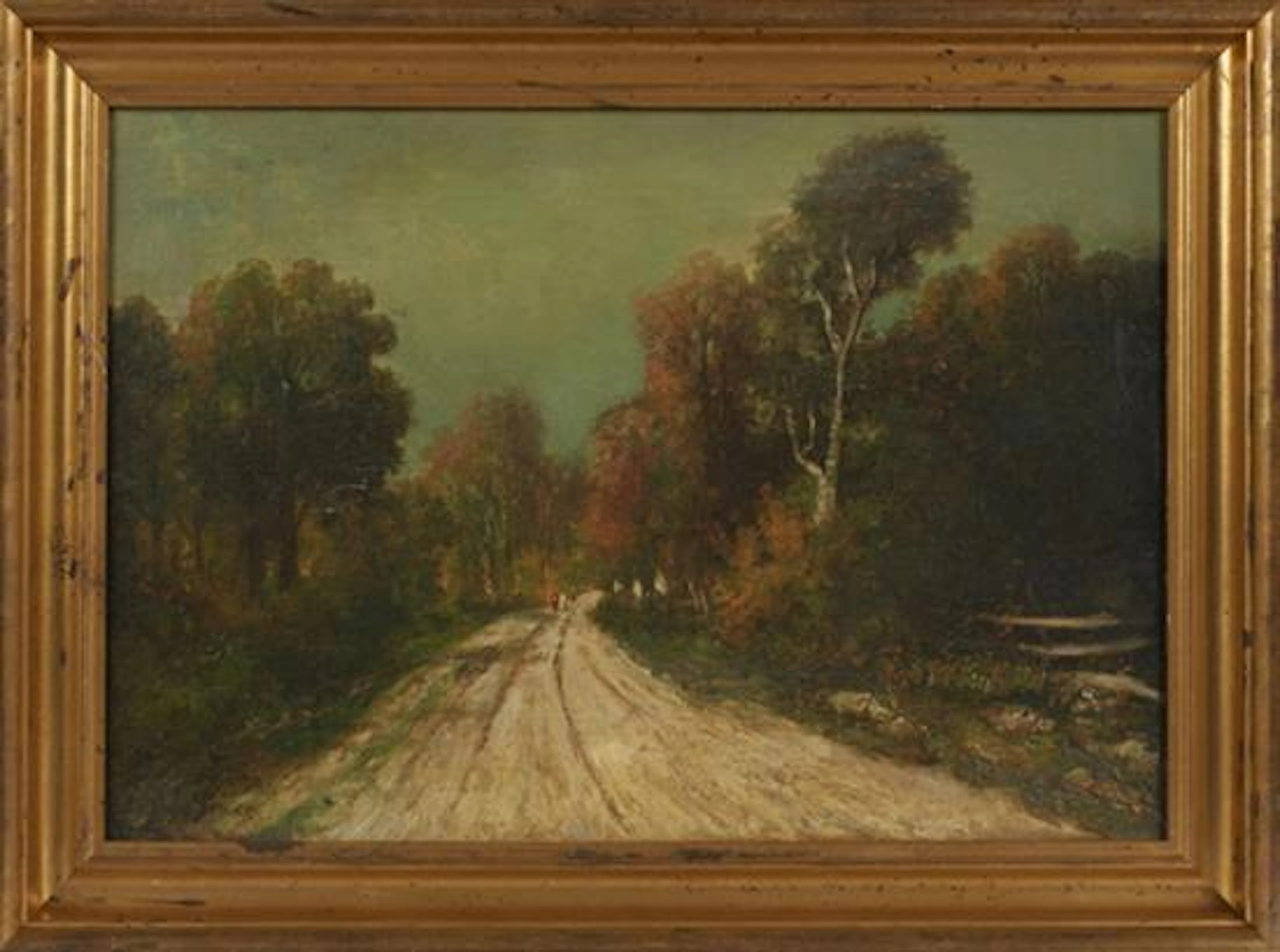 †Luis Graner y Arrufi (1863-1929, Spanish, active New Orleans c. 1914-22), "Figures on a Road in a Louisiana Landscape," early 20th c..