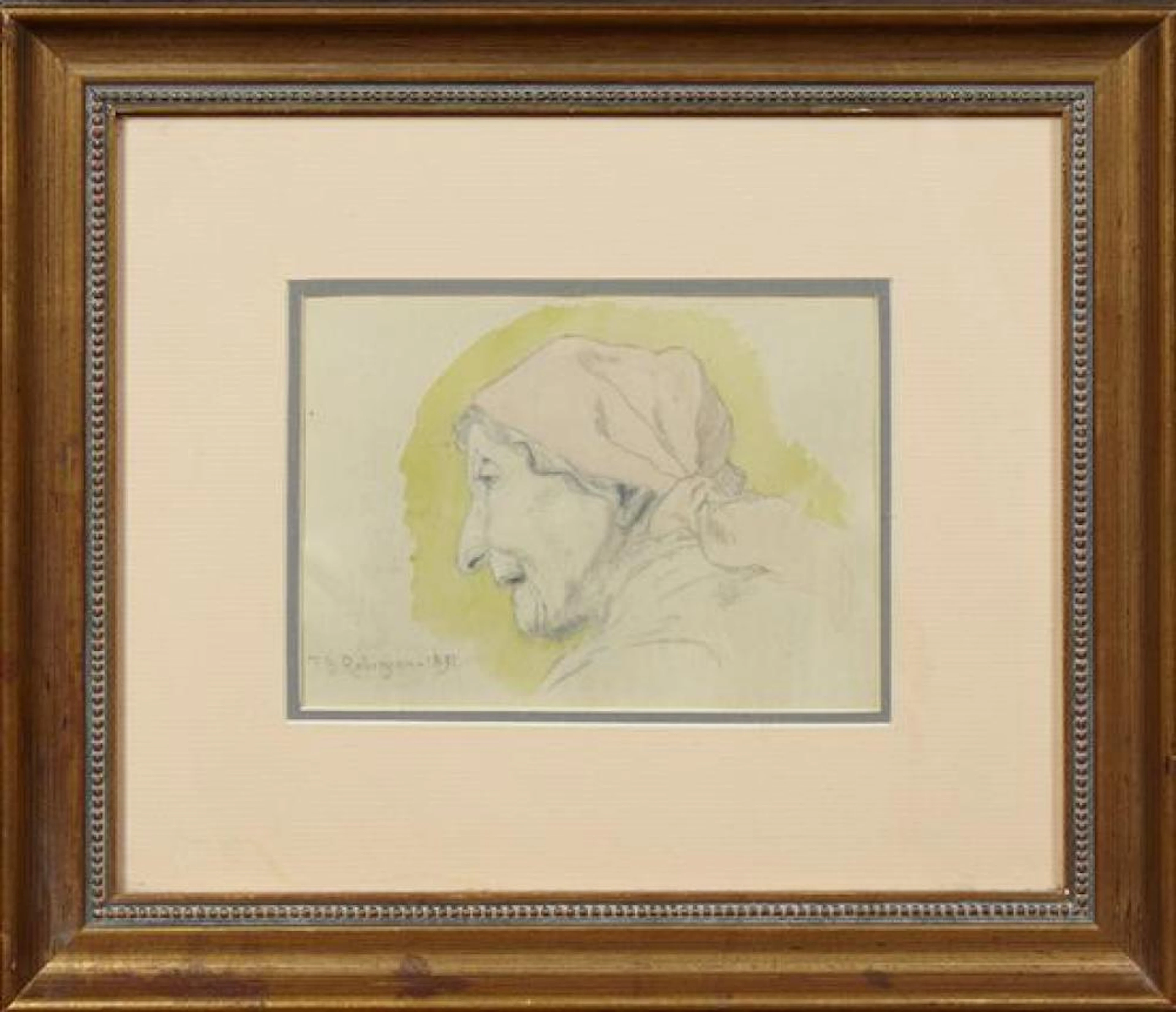 †Theodore Robinson (1825-1896, Vermont), "Portrait of an Elderly Lady," 1891, watercolor and graphite, signed and dated lower left, p..