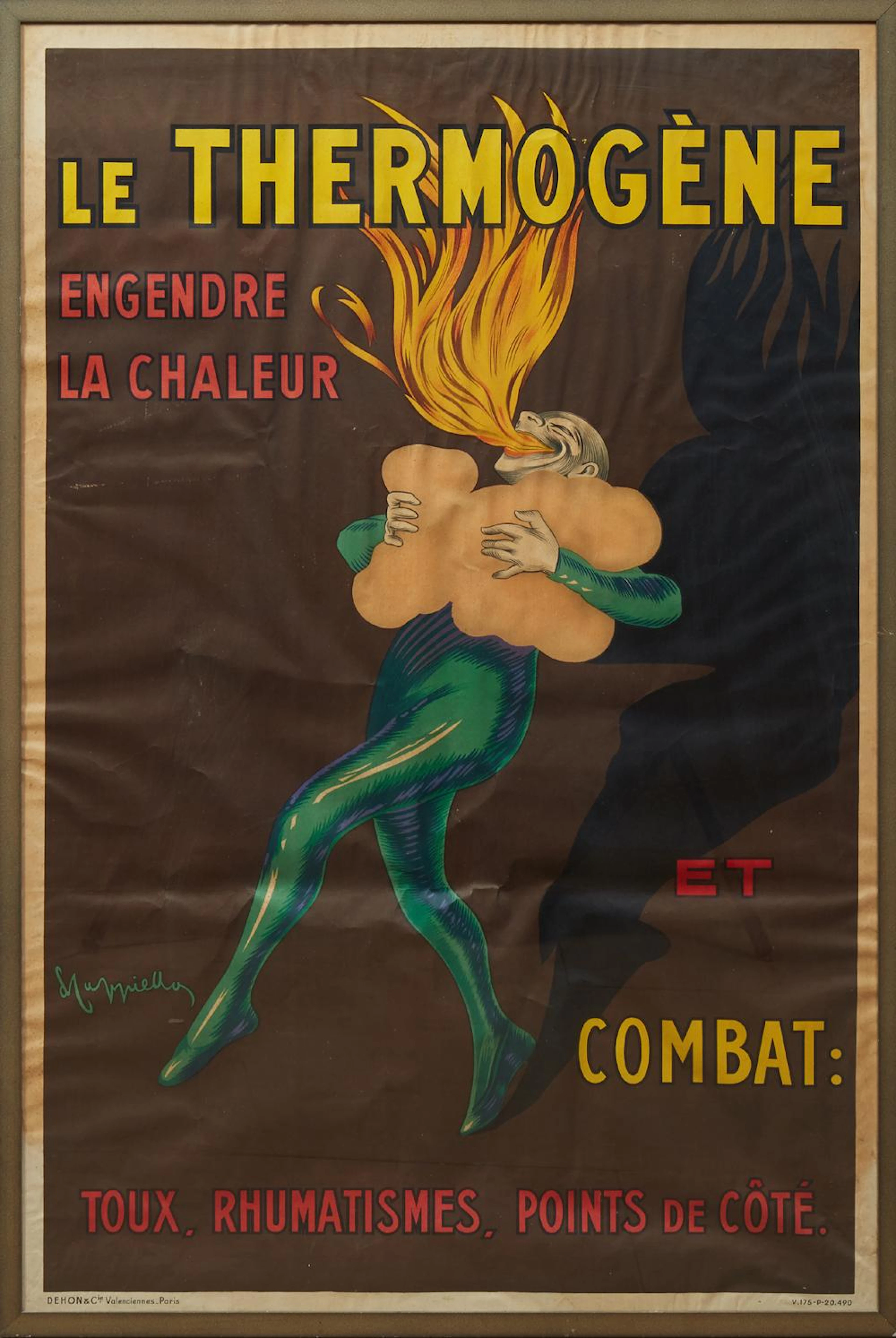 Leonetto Cappiello(Italian, 1875-1942), "Le Thermogene, Engendre La Chaleur et Combat tout Rheumatismes, Points de Cote," poster,by...