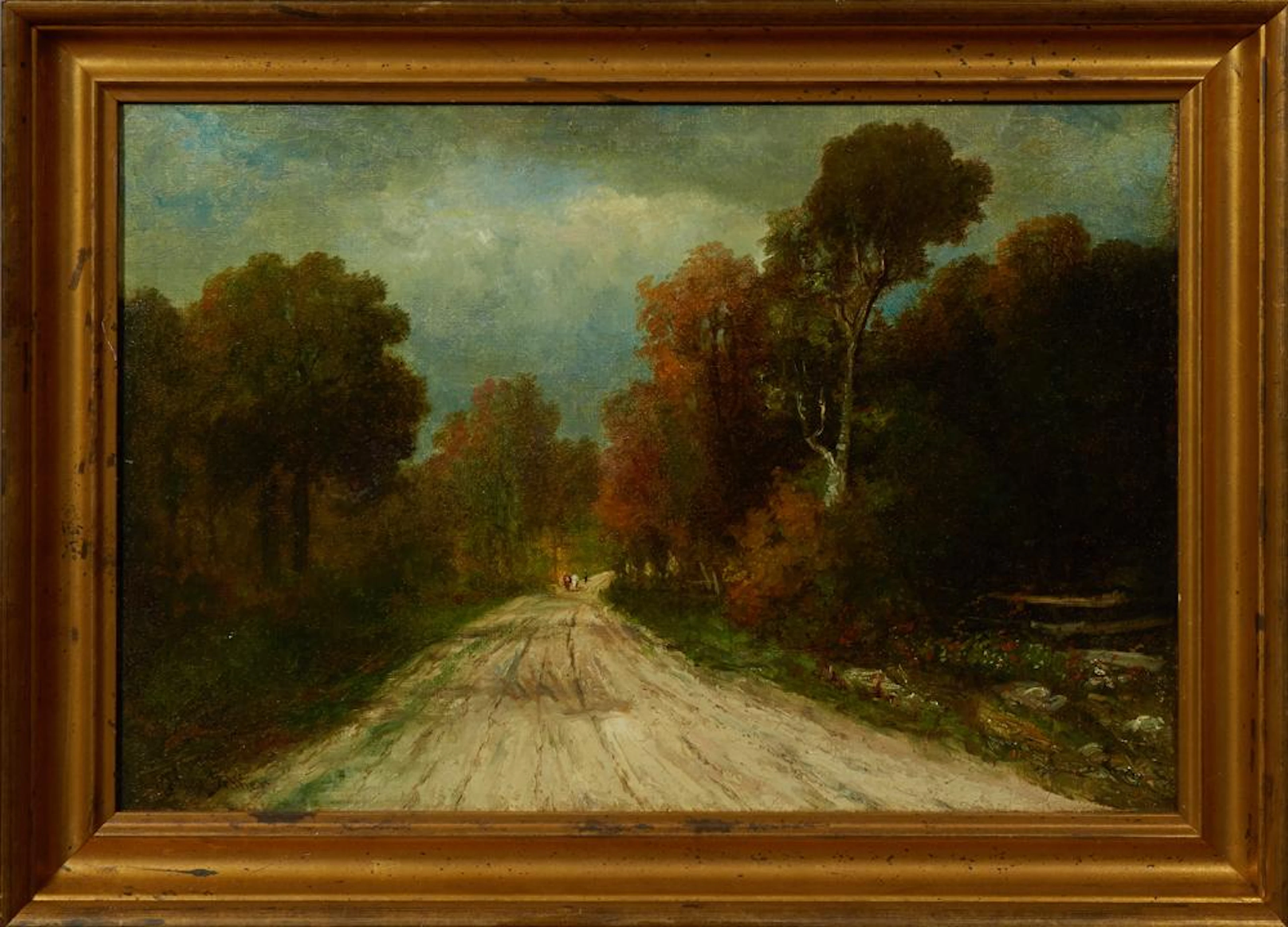 †Luis Graner y Arrufi (1863-1929, Spanish, active New Orleans c. 1914-22), "Figures on a Road in a Louisiana Landscape," early 20th c..