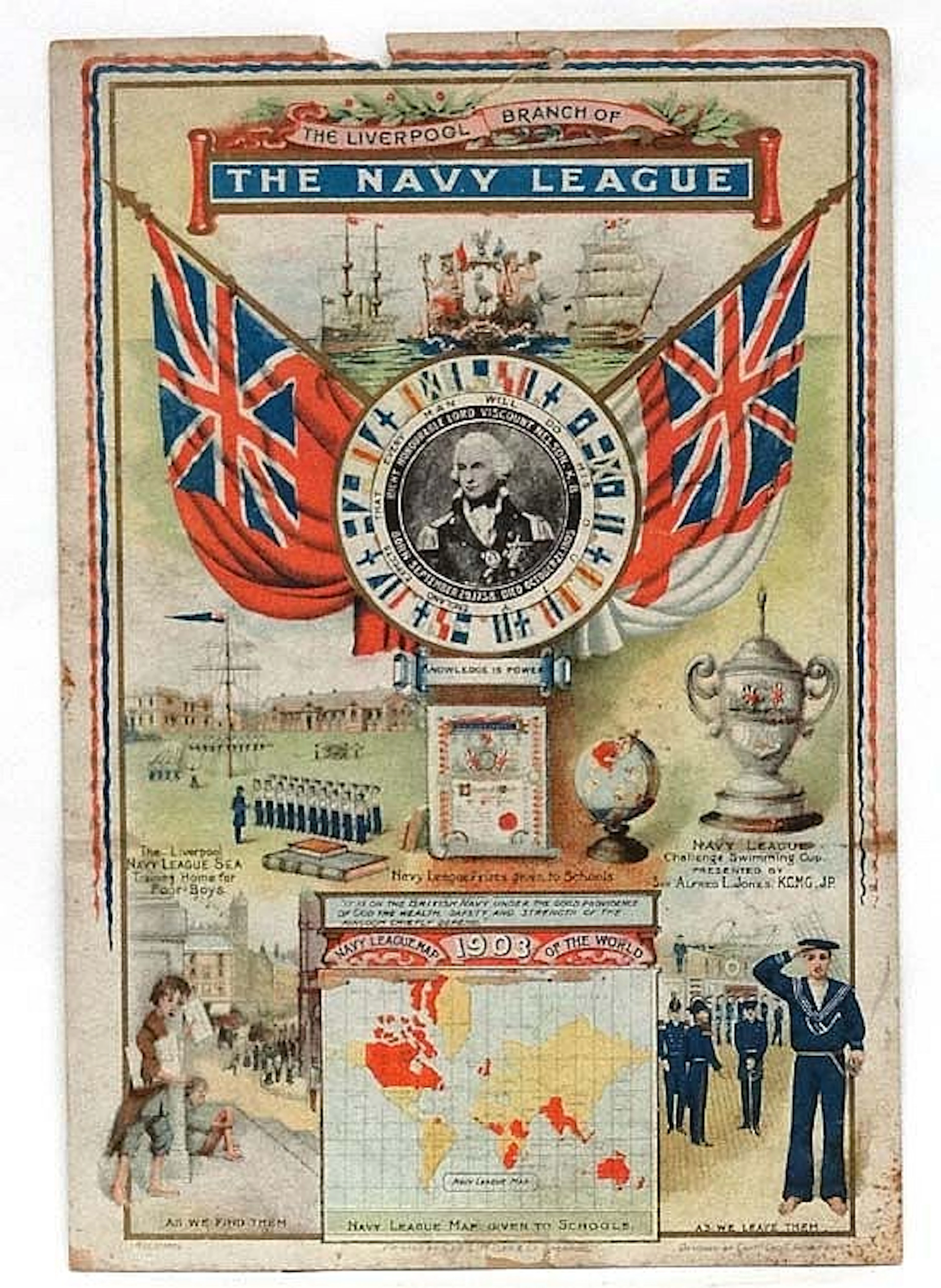 Militaria : A c1903 polychromed poster advertising board for The Liverpool