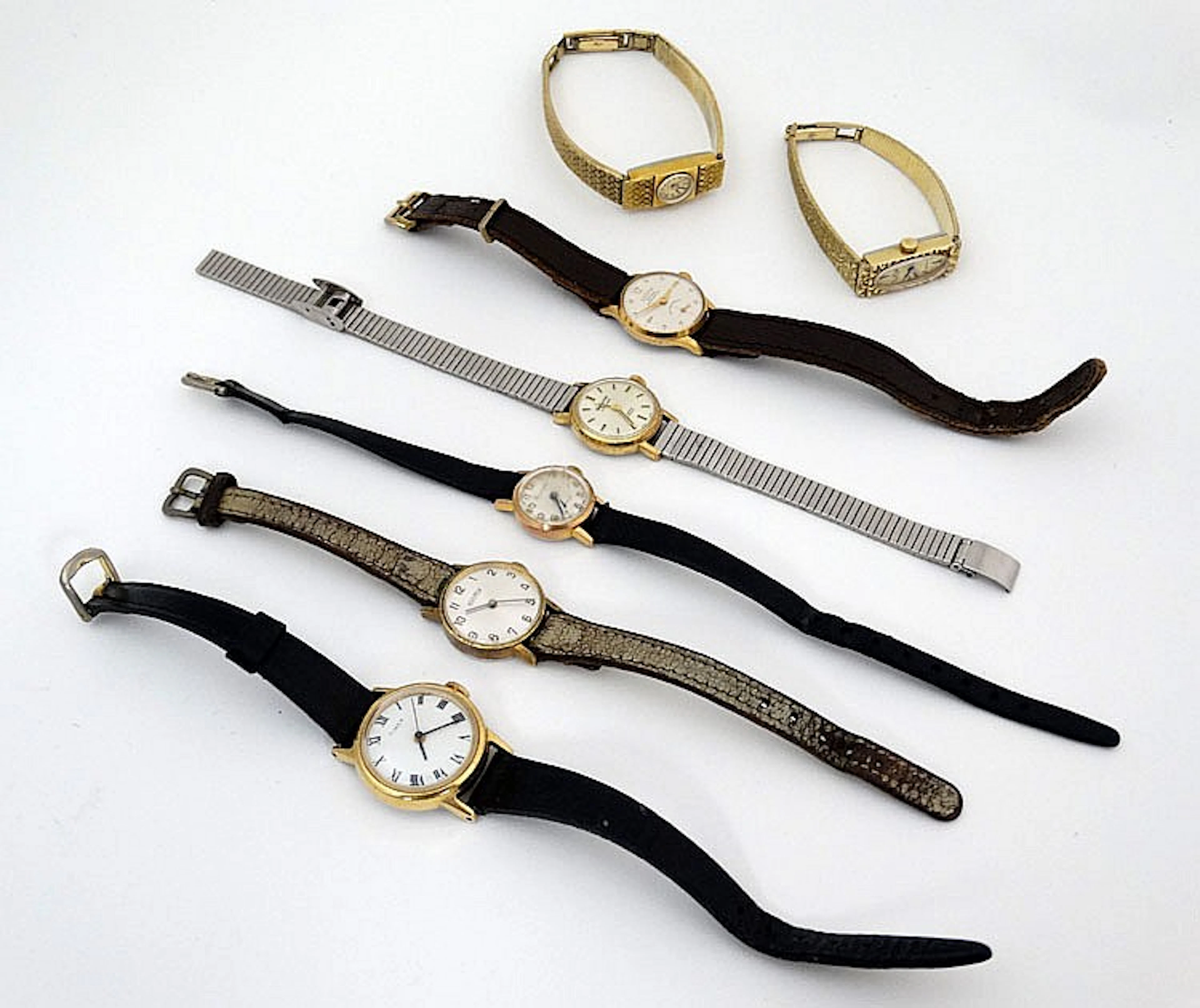 Watches : a gold plate Timex mechanical wristwatch , Roamer gold plate mec