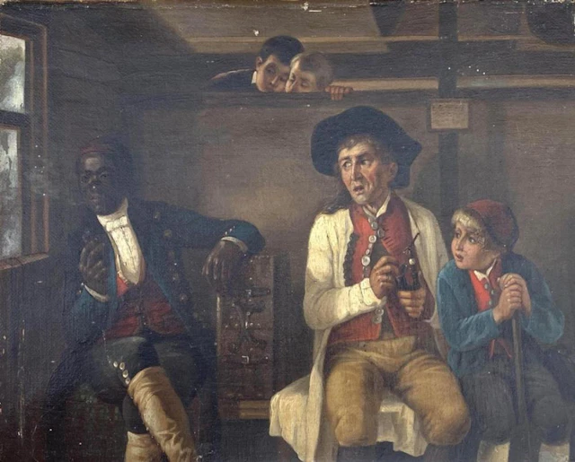 XIX, English School, Oil on canvas, Third Class Carriage, A interior scene depicting a train compart
