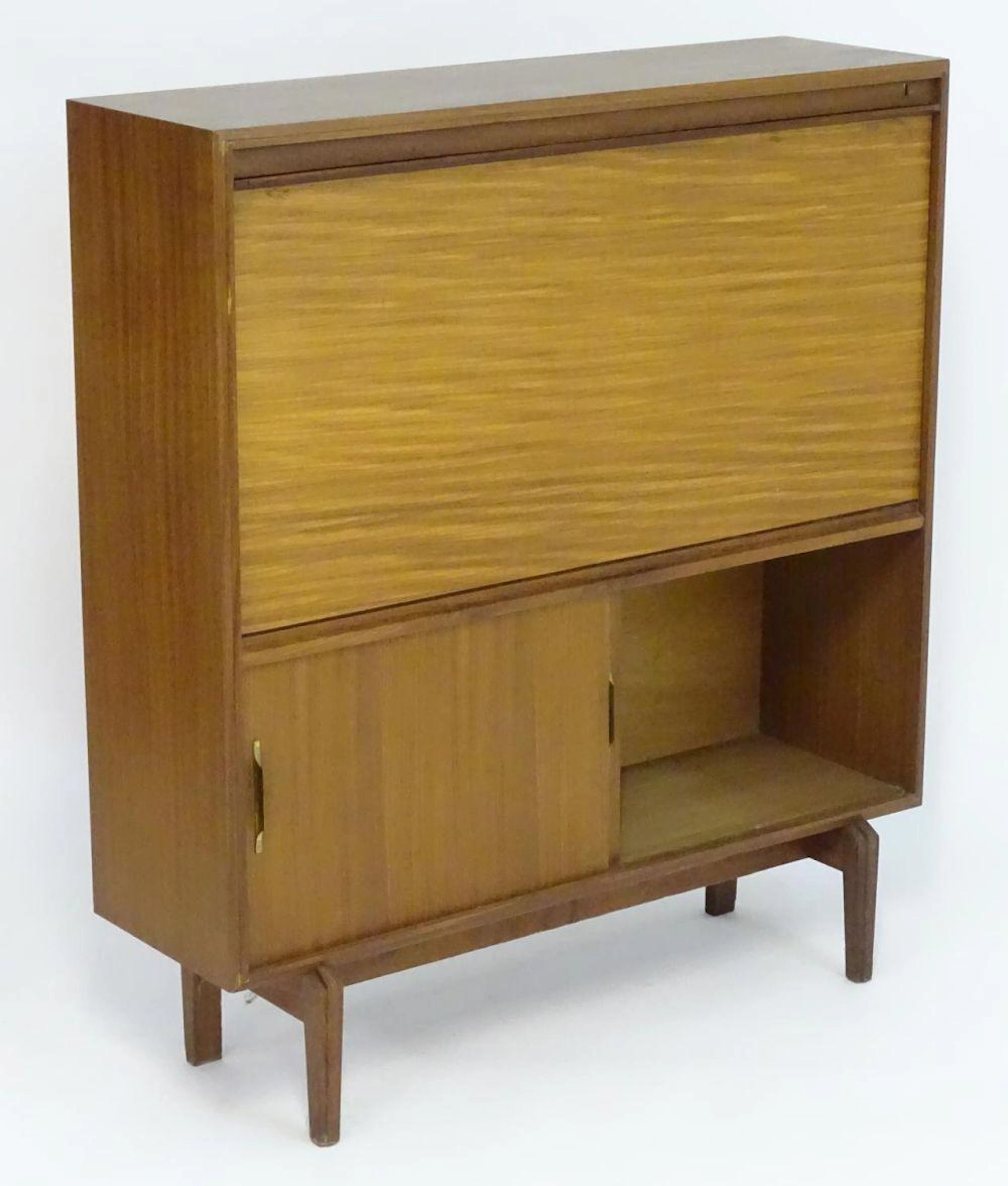 Vintage Retro, Mid-Century: a teak drinks cabinet by Beaver & Tapley Ltd, London, labelled 'Multi-Wi