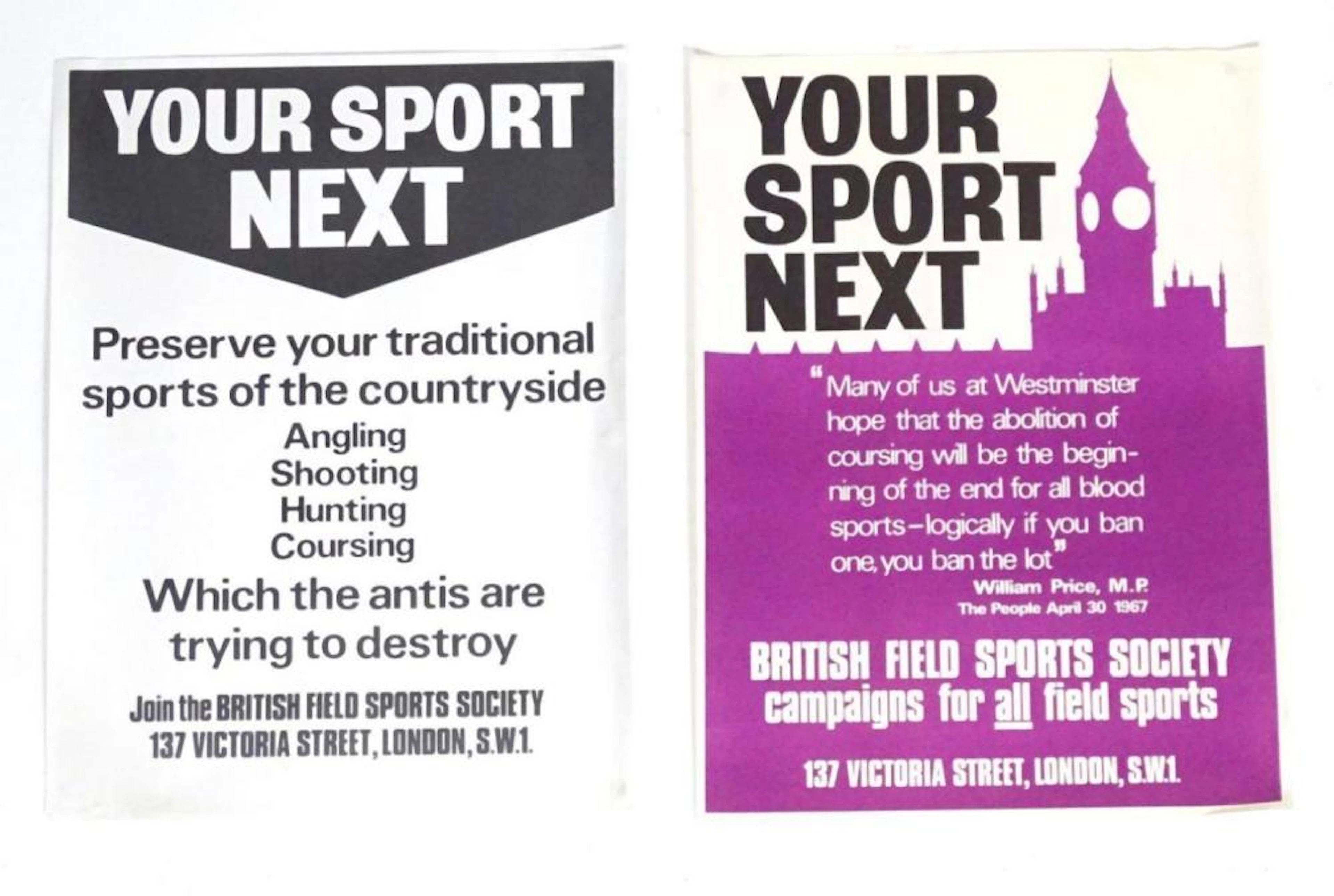 A British Field Sport Society advertising poster Your Sport Next, BFSS campaigns for all field sport