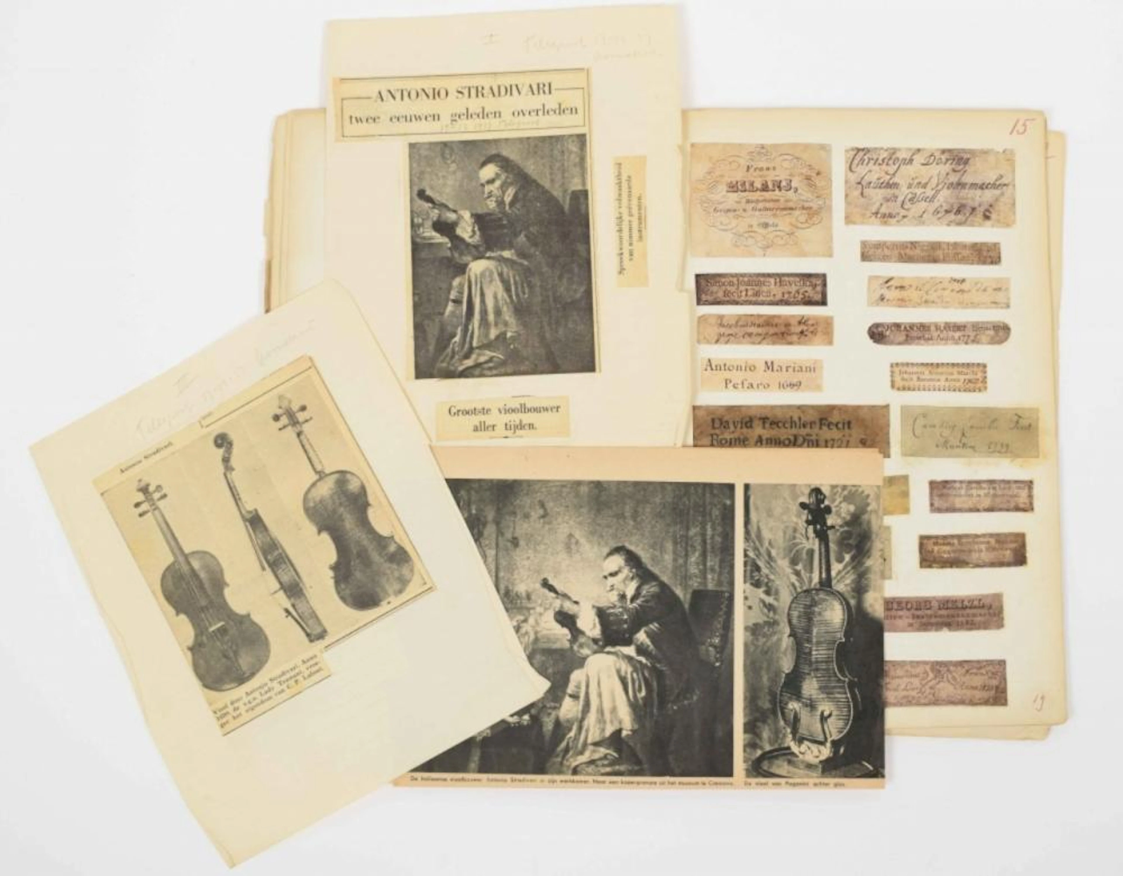 [VARIOUS PART I] [VIOLIN MAKERS] ALBUM WITH ± 370 MOUNTED...