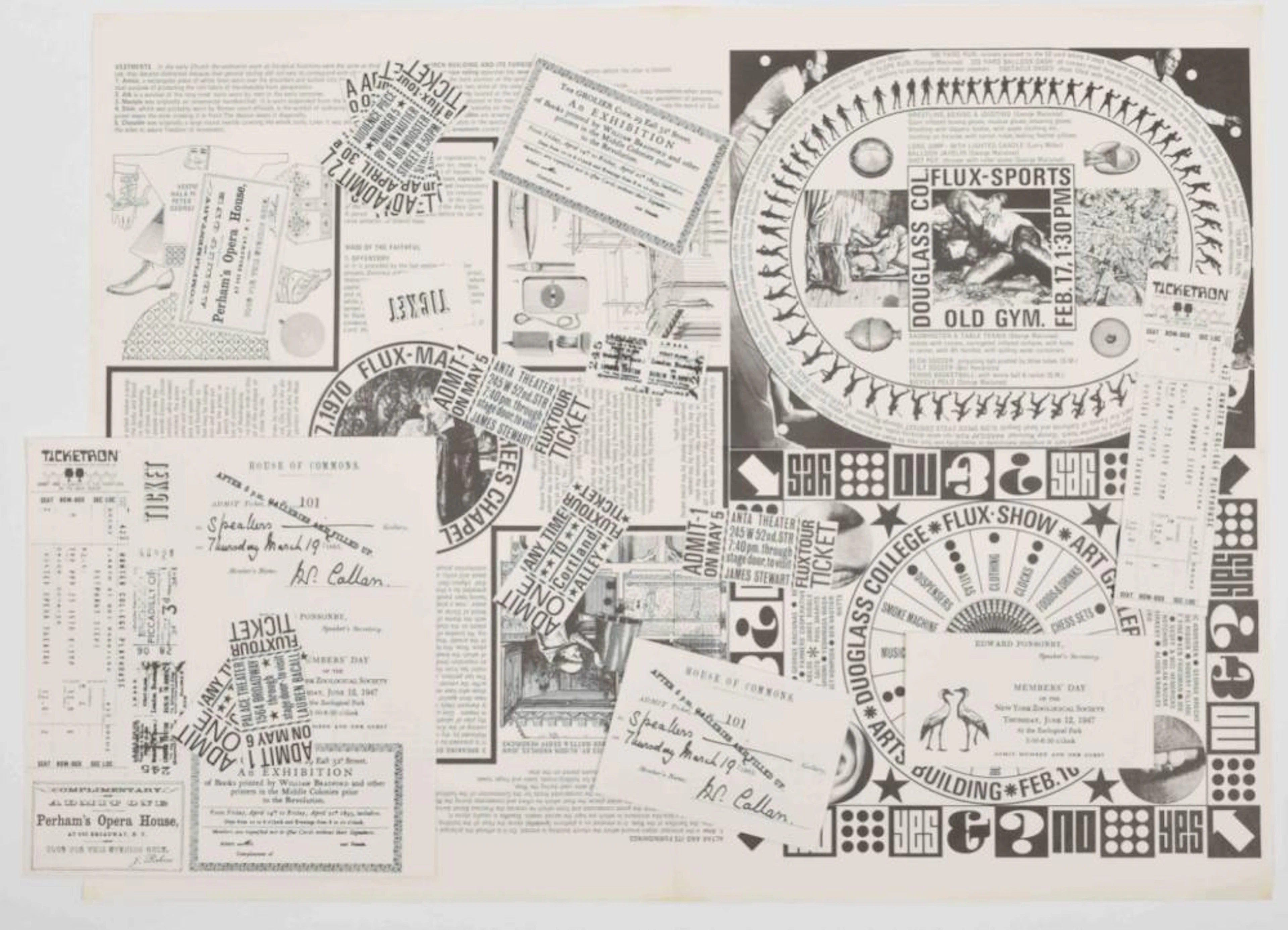 [FLUXUS: SCORES, EVENTS, EPHEMERA] FLUX MASS POSTER AND FLUX TOUR TICKETS