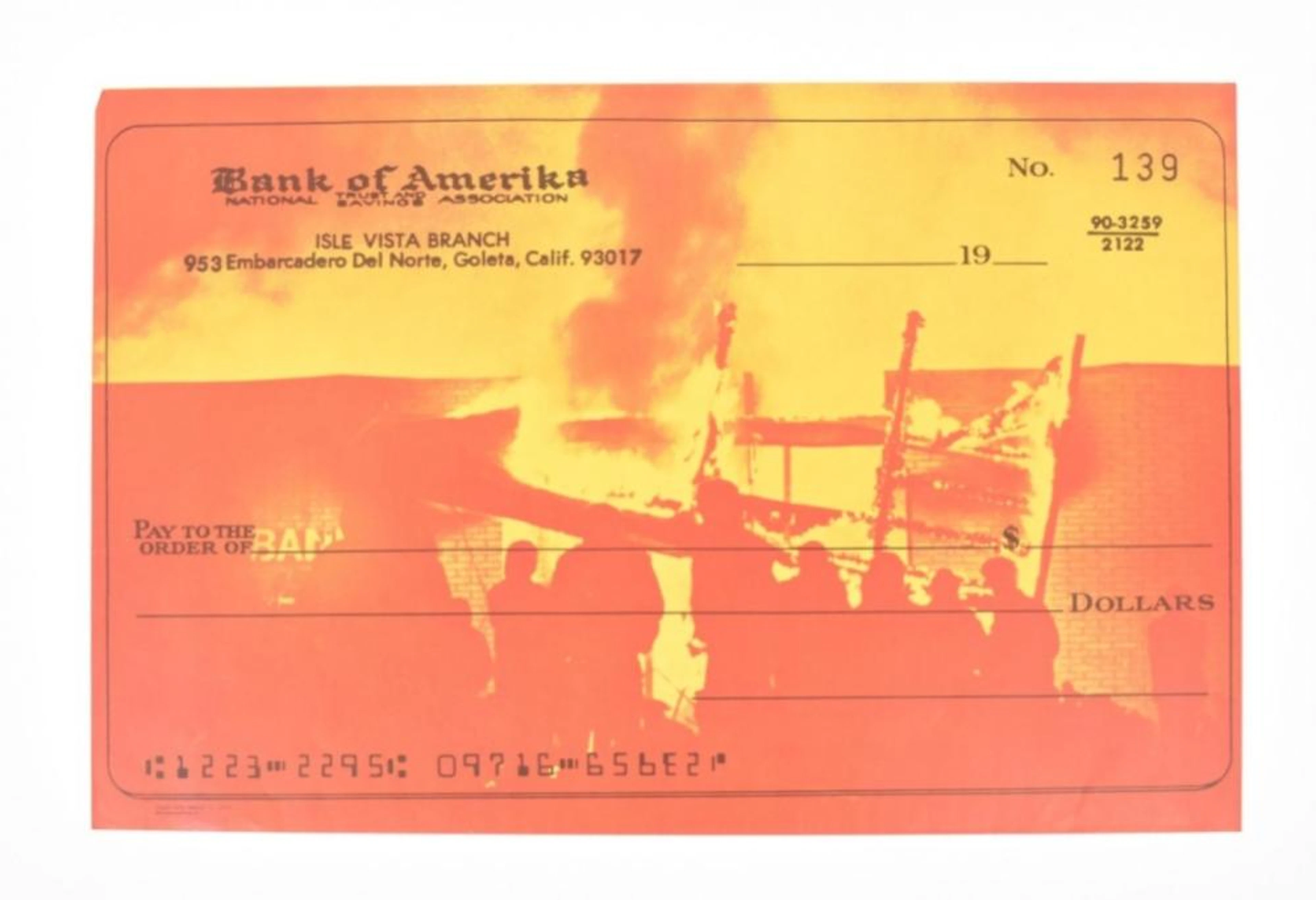 [SUBCULTURE] [ANTI-VIETNAM WAR] CHECK BANK OF AMERICA