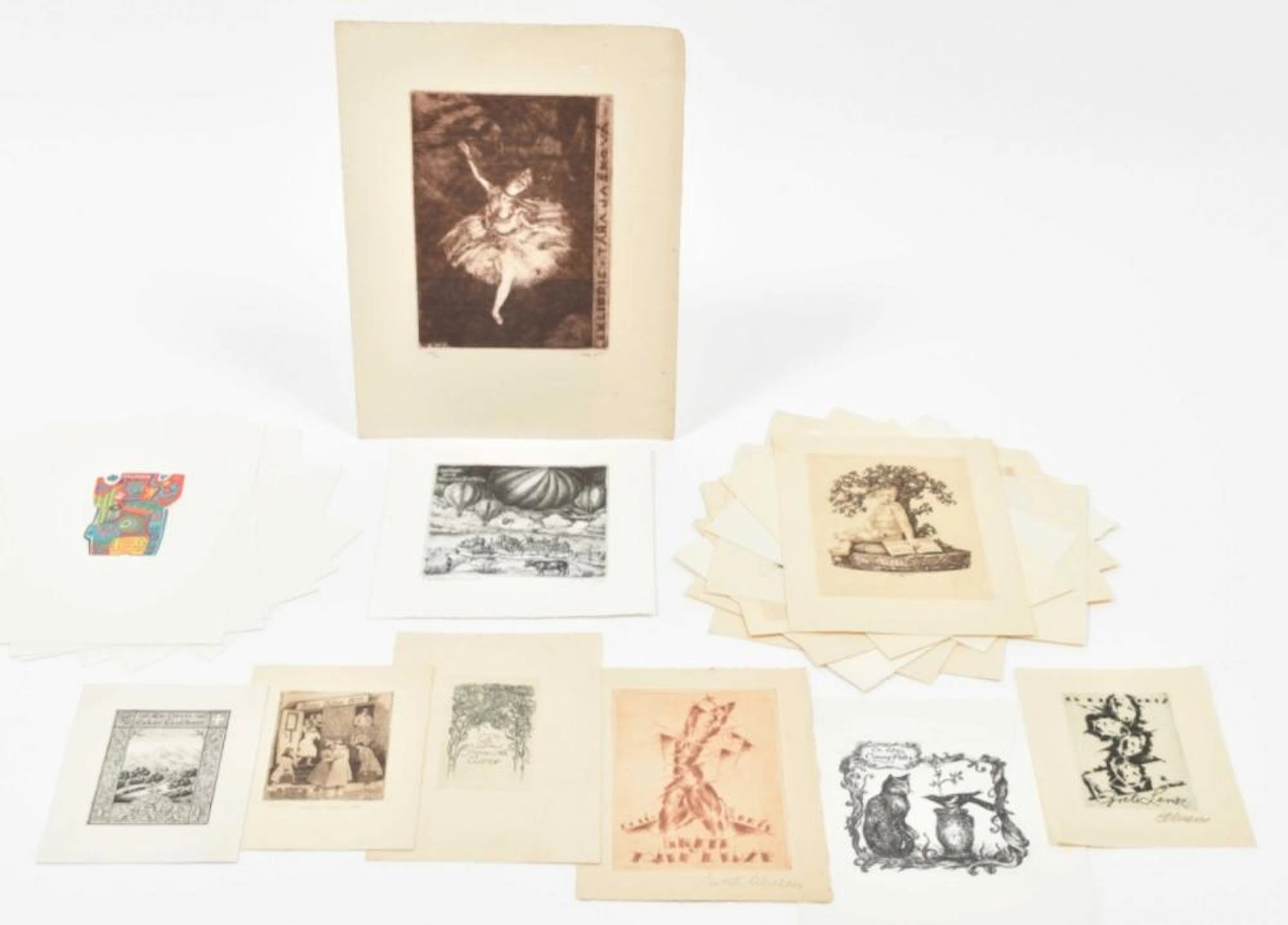 [FINE ARTS: EX LIBRIS] COLLECTION OF APPROX. 90 MISCELL. EX LIBRIS