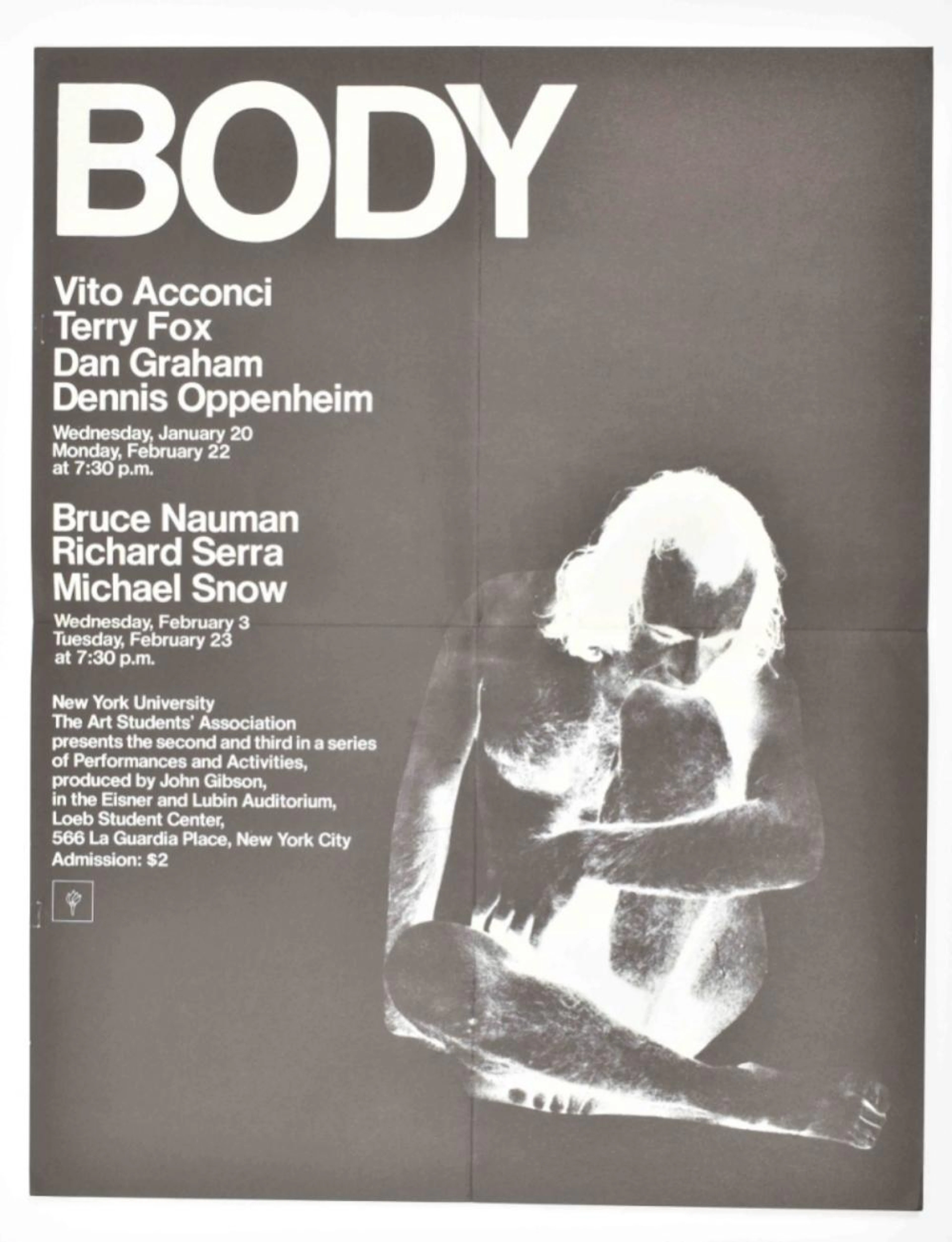 [EPHEMERA] BODY. NEW YORK UNIVERSITY LOEB STUDENT CENTER, NEW YORK, 1971