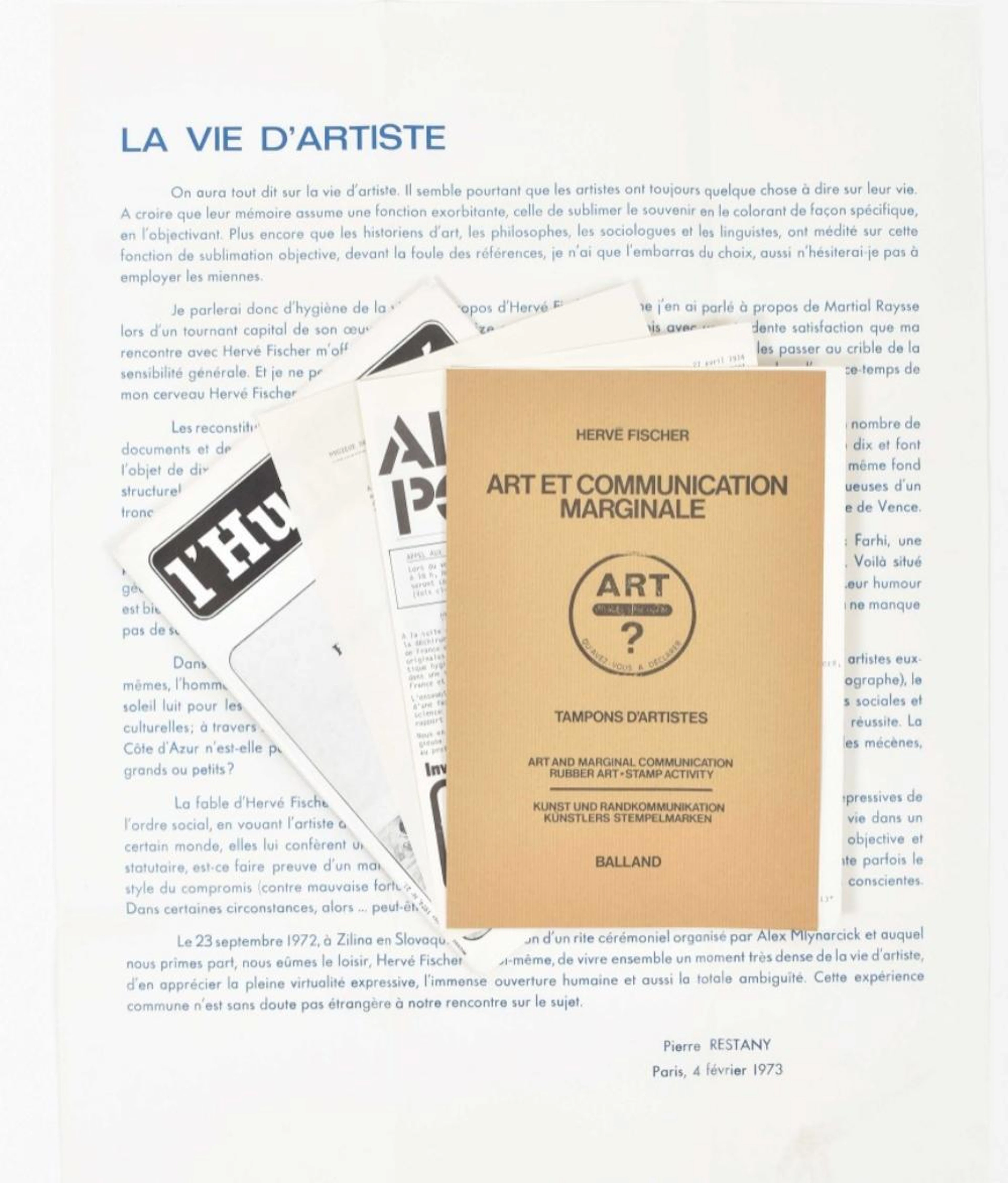 [MAIL ART] HERVÉ FISCHER, MAGAZINE AND BROCHURES, 1974