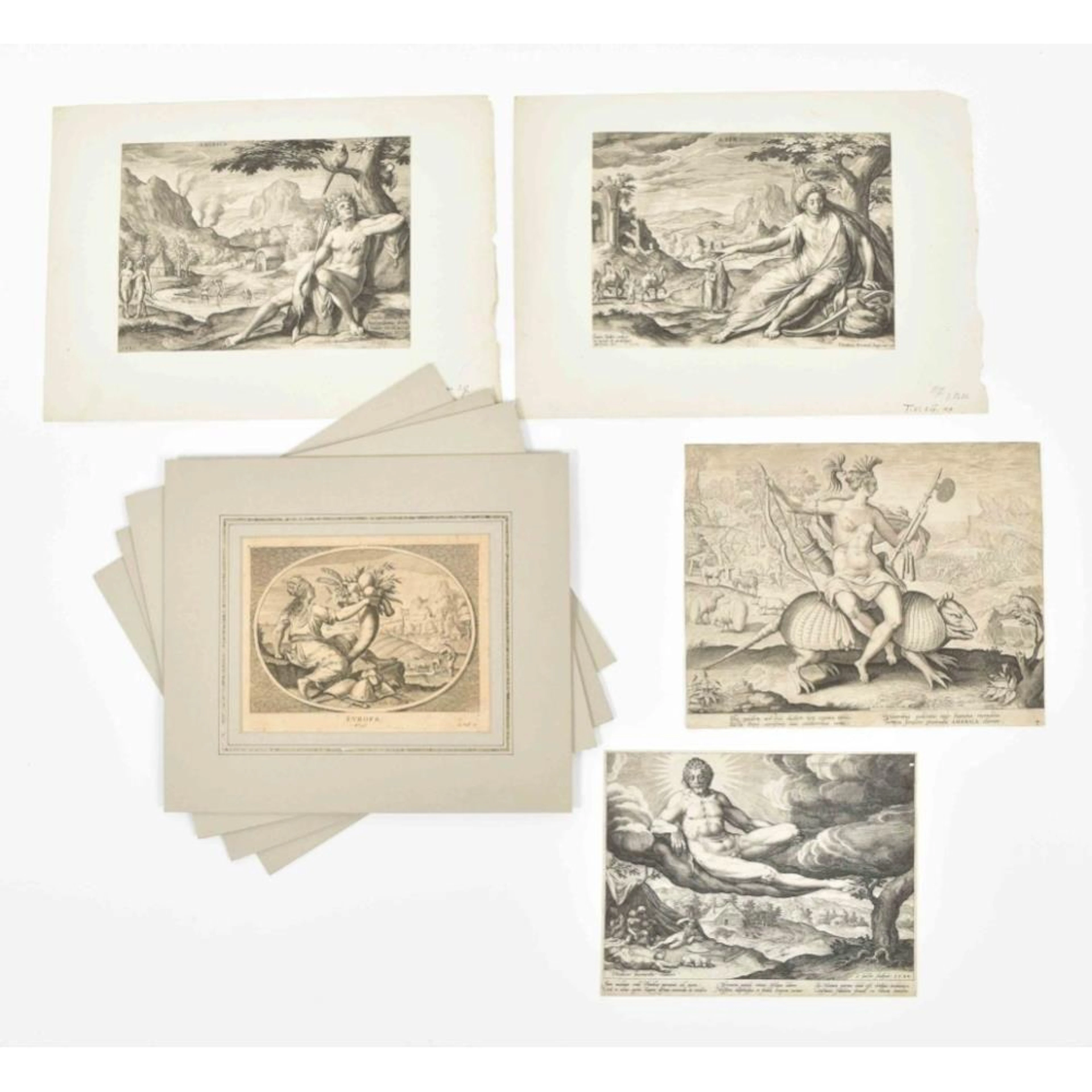 [16TH-19TH CENTURY PART I] [THE CONTINENTS] 8 ENGRAVINGS: (1-4) "EUROPA"