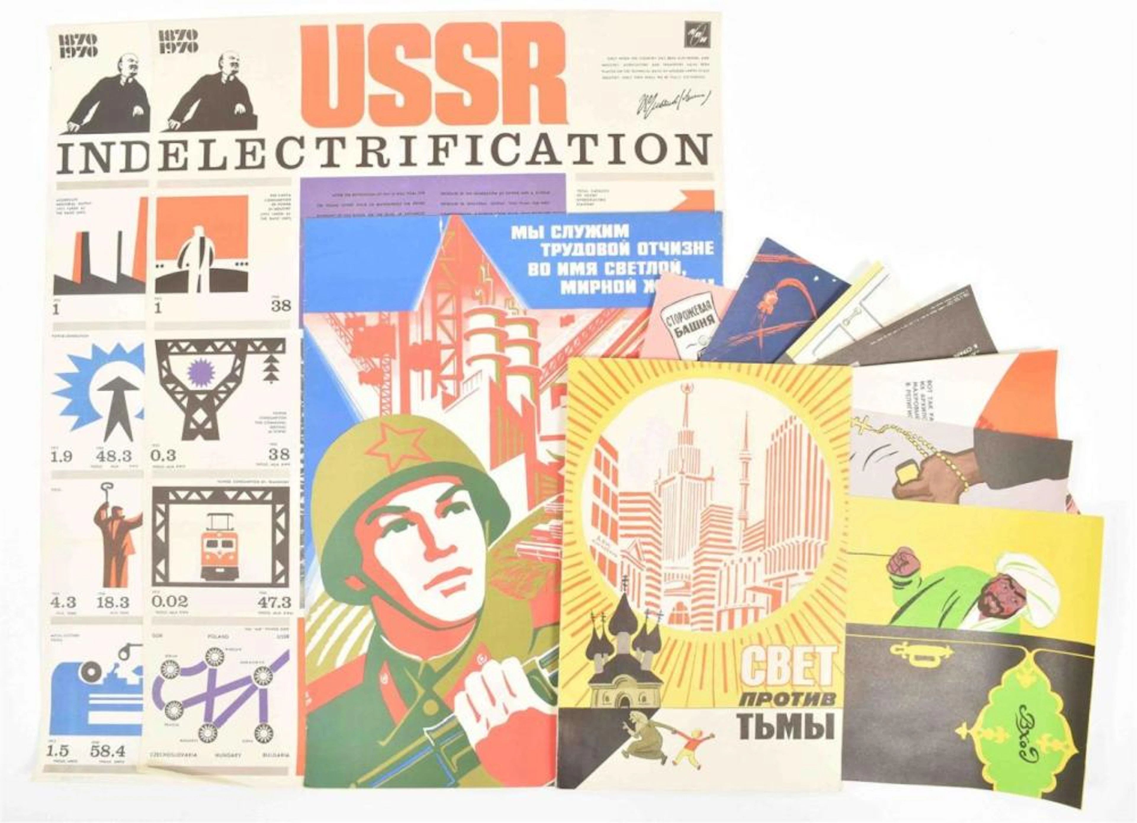 [RUSSIA. PROPAGANDA] THREE SOVIET PROPAGANDA POSTERS