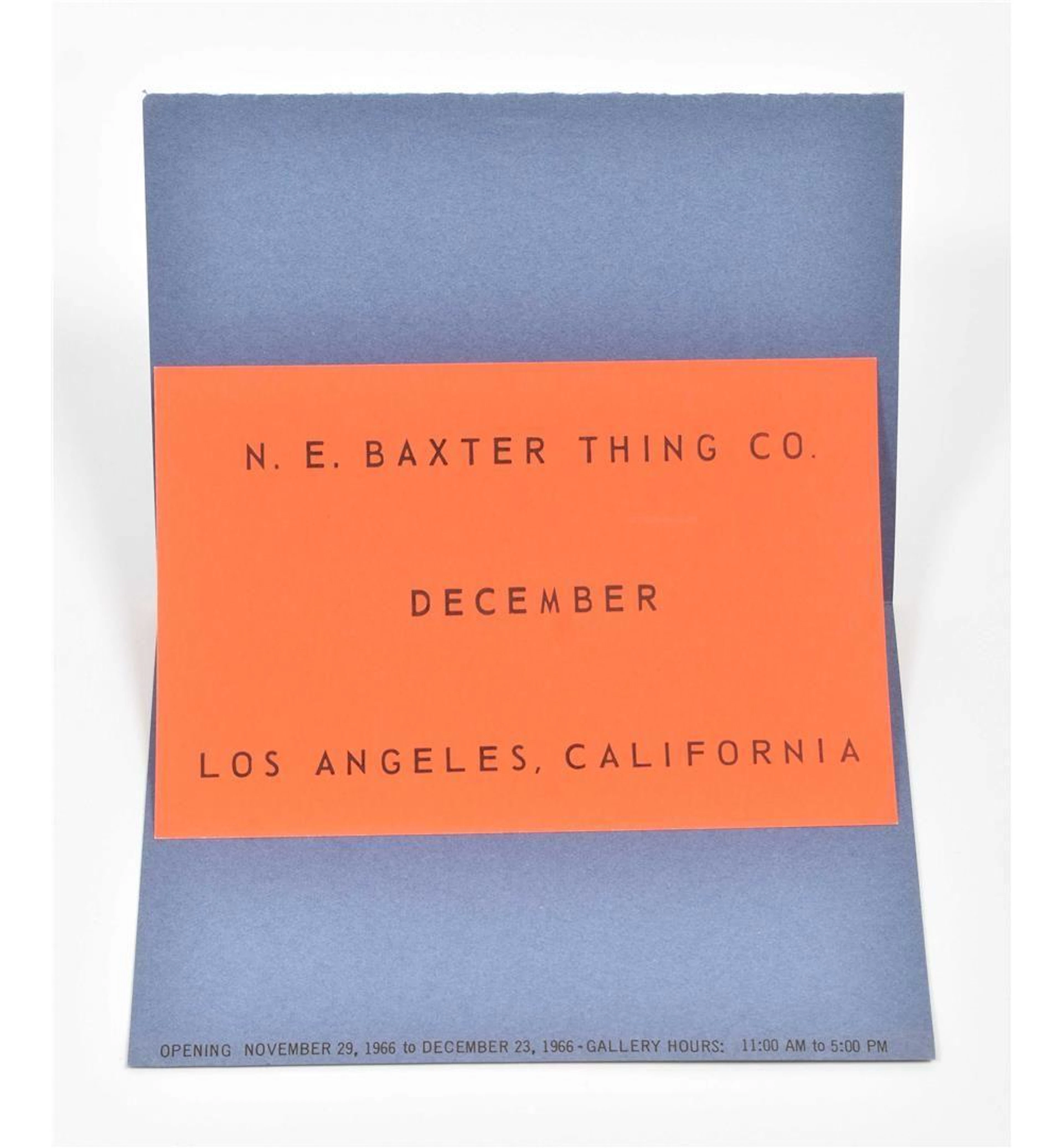 .E. BAXTER THING CO. AT ROLF NELSON GALLERY, LOS ANGELES, 1966