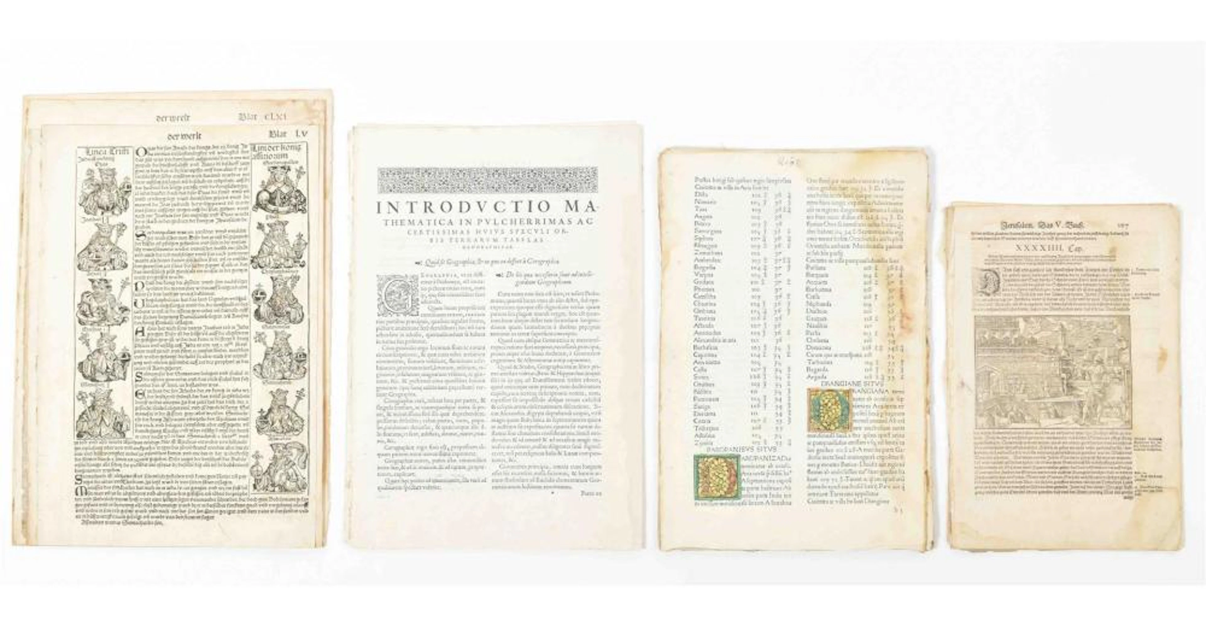 [BEFORE 1600] INCUNABLE LEAVES FROM PTOLEMAEUS, SCHEDEL AND SOME OTHERS