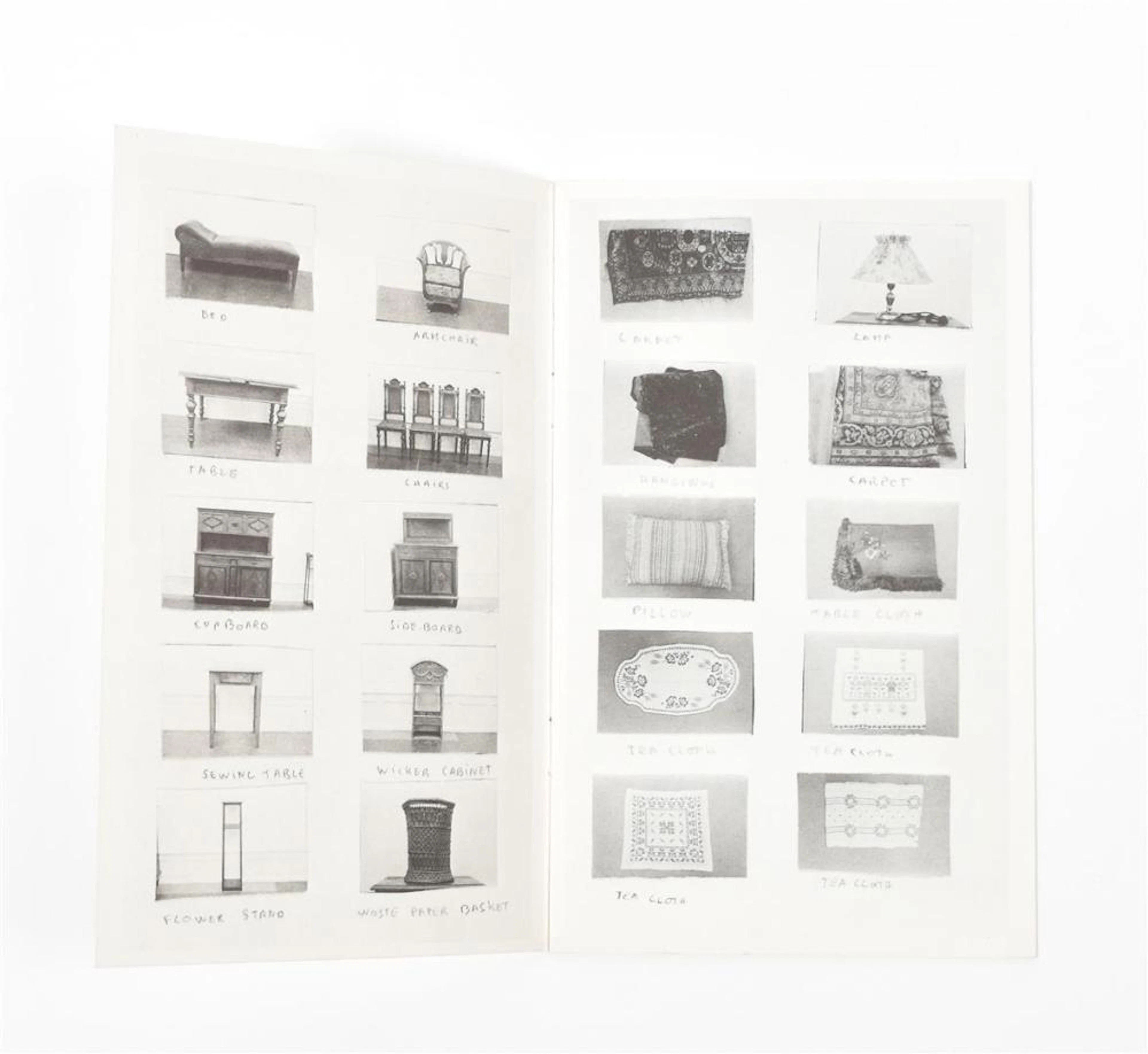 [1970S] CHRISTIAN BOLTANSKI, LIST OF EXHIBITS BELONGING TO A WOMAN OF BADEN-BADE